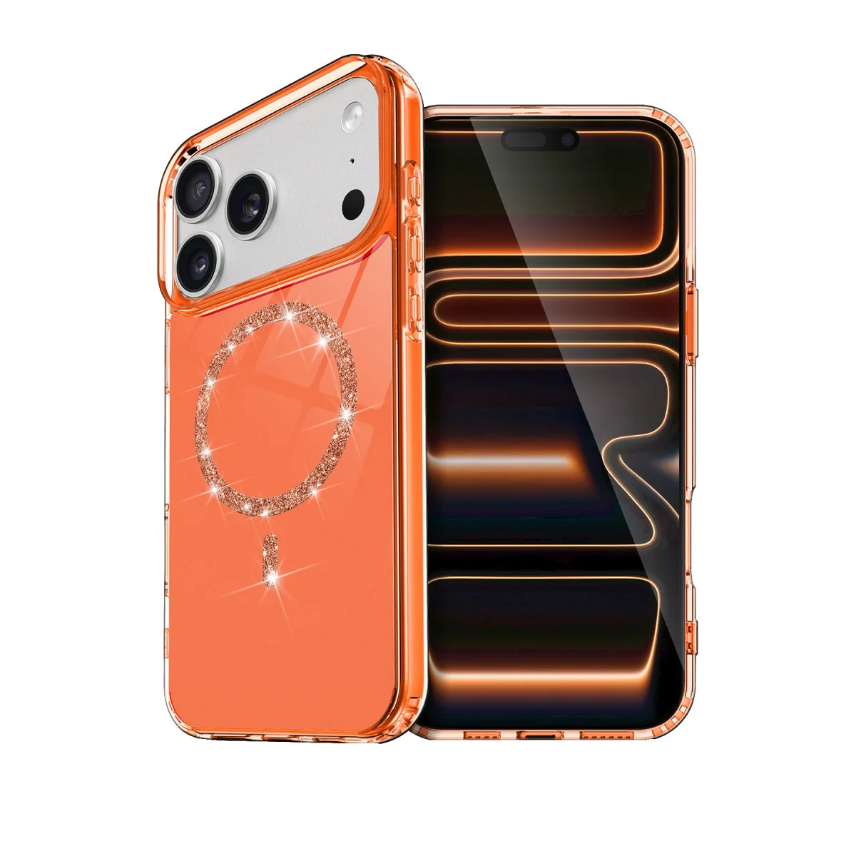 iPhone 17 Pro Max Live Diamond Magsafe Kapak - Turuncu