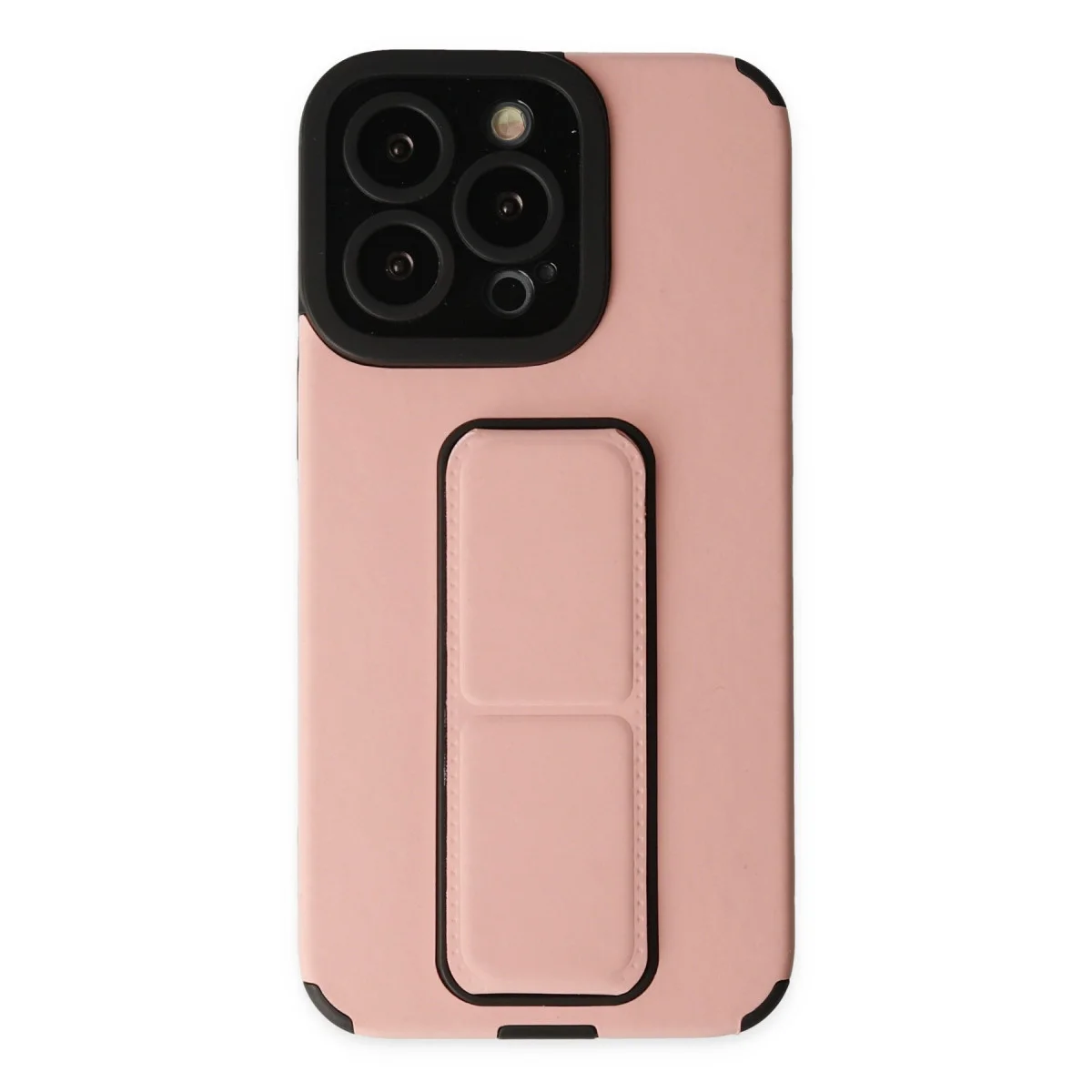 iPhone 13 Pro Kılıf Mega Standlı Silikon - Pudra