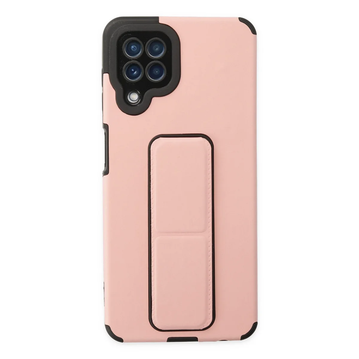 Galaxy A22 Kılıf Mega Standlı Silikon - Pudra