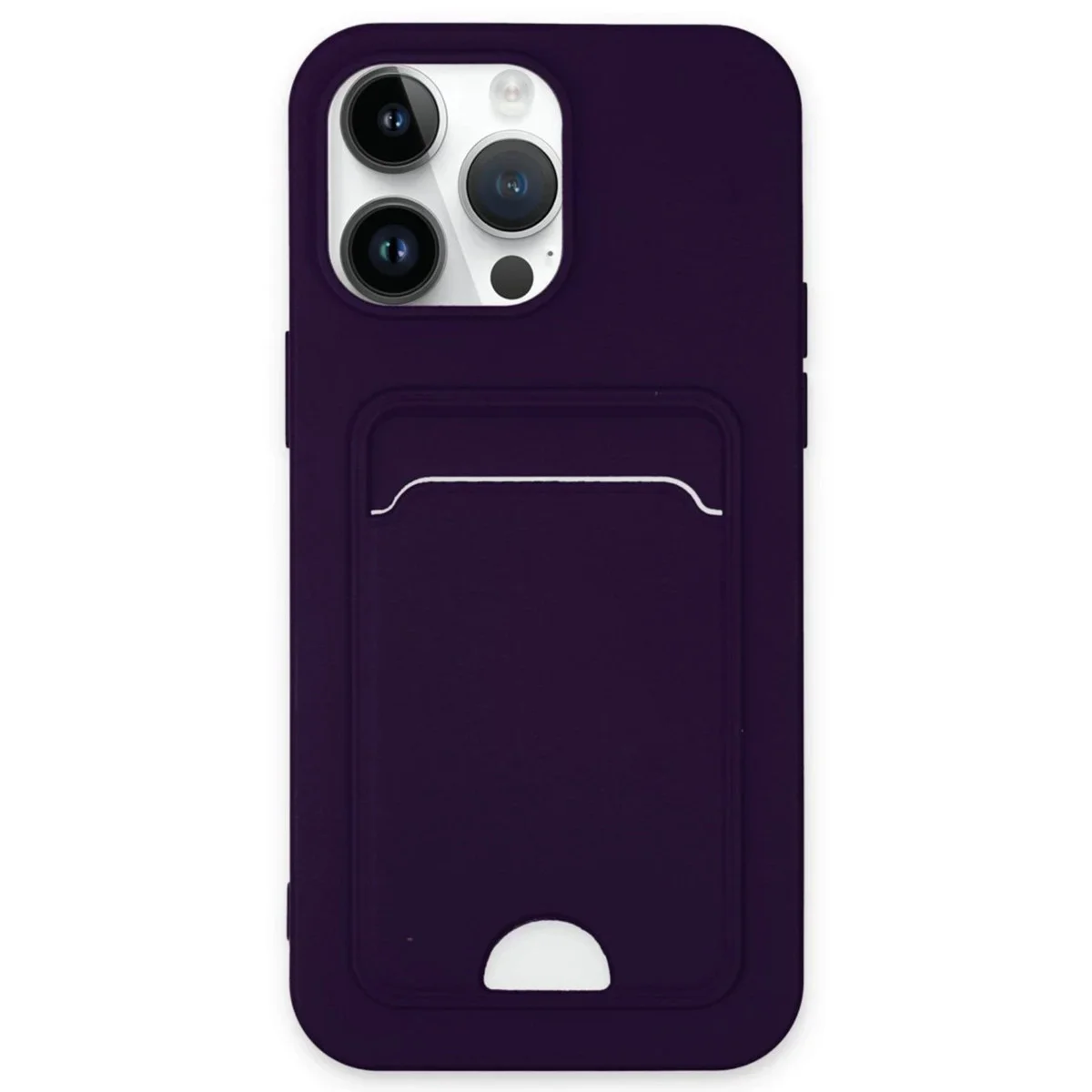 iPhone 14 Pro Kılıf Kelvin Kartvizitli Silikon - Derin Mor