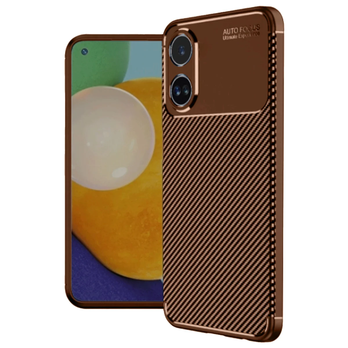 A38 Kılıf Auto Focus Karbon Kapak - Kahverengi