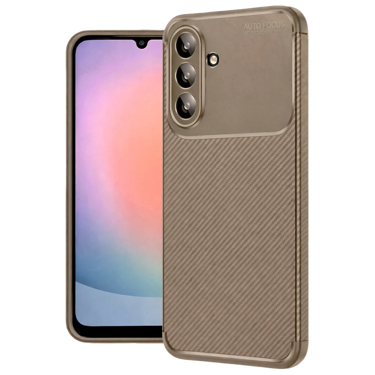 Galaxy A56 Kılıf Auto Focus Karbon Kapak - Kahverengi