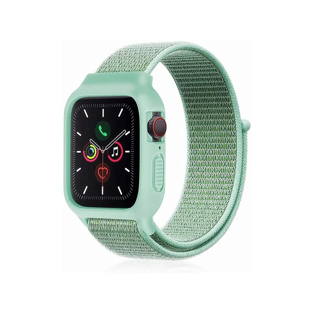 Watch 42mm Hasırlı Cırtcırtlı Kasalı Kordon - Turkuaz