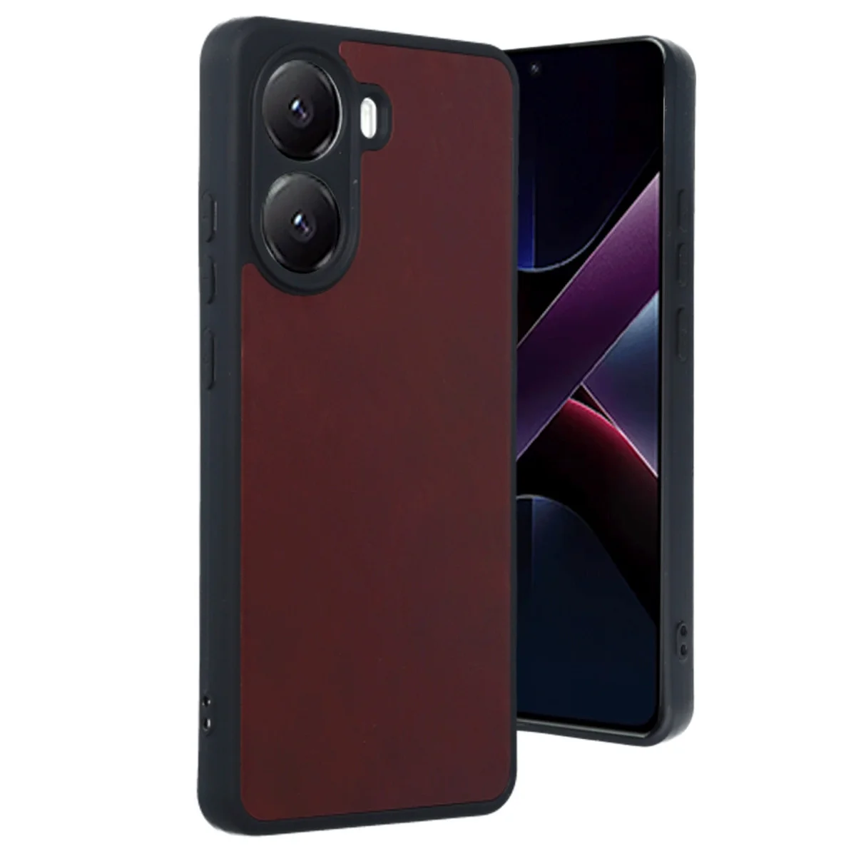 Poco X7 Pro Kılıf Aras Deri Kapak - Bordo