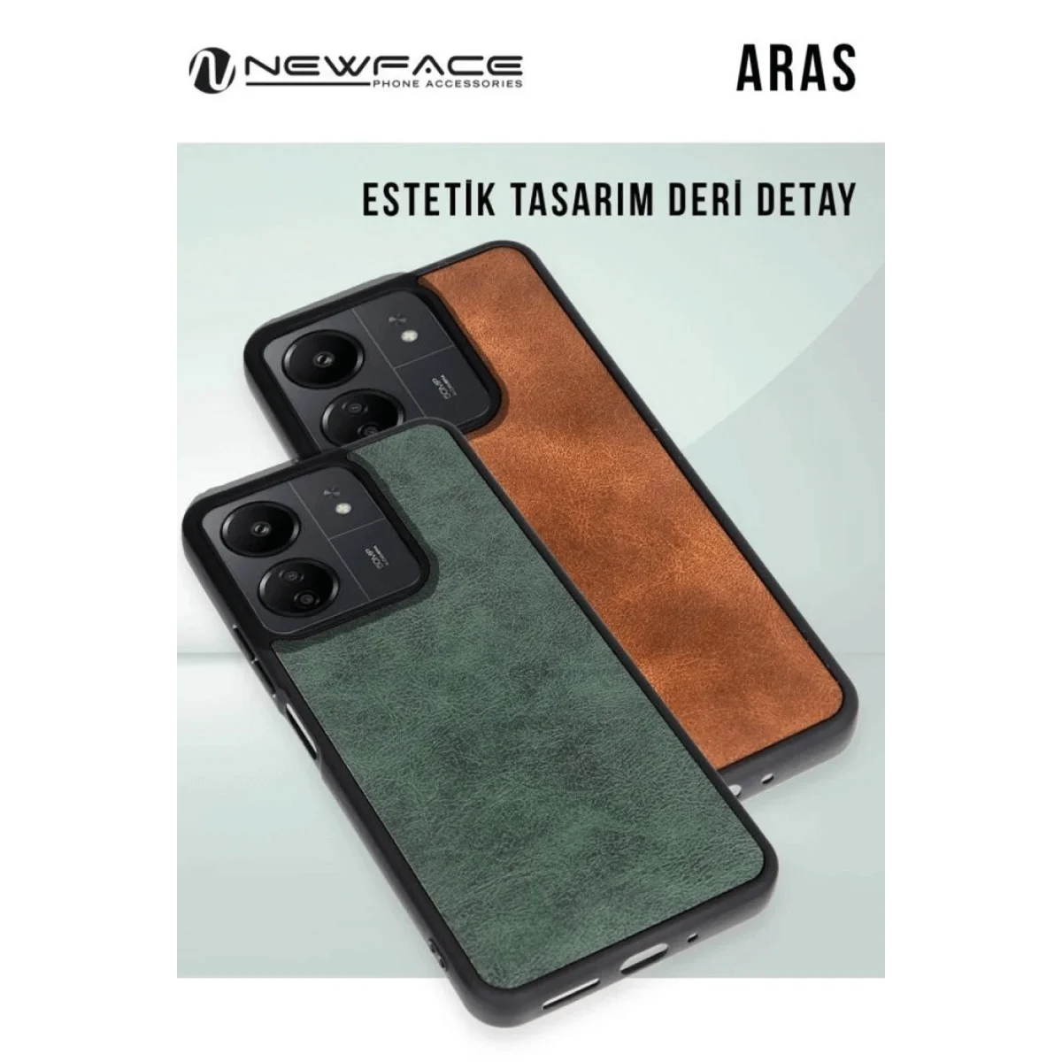 Redmi 14C Kılıf Aras Deri Kapak - Taba