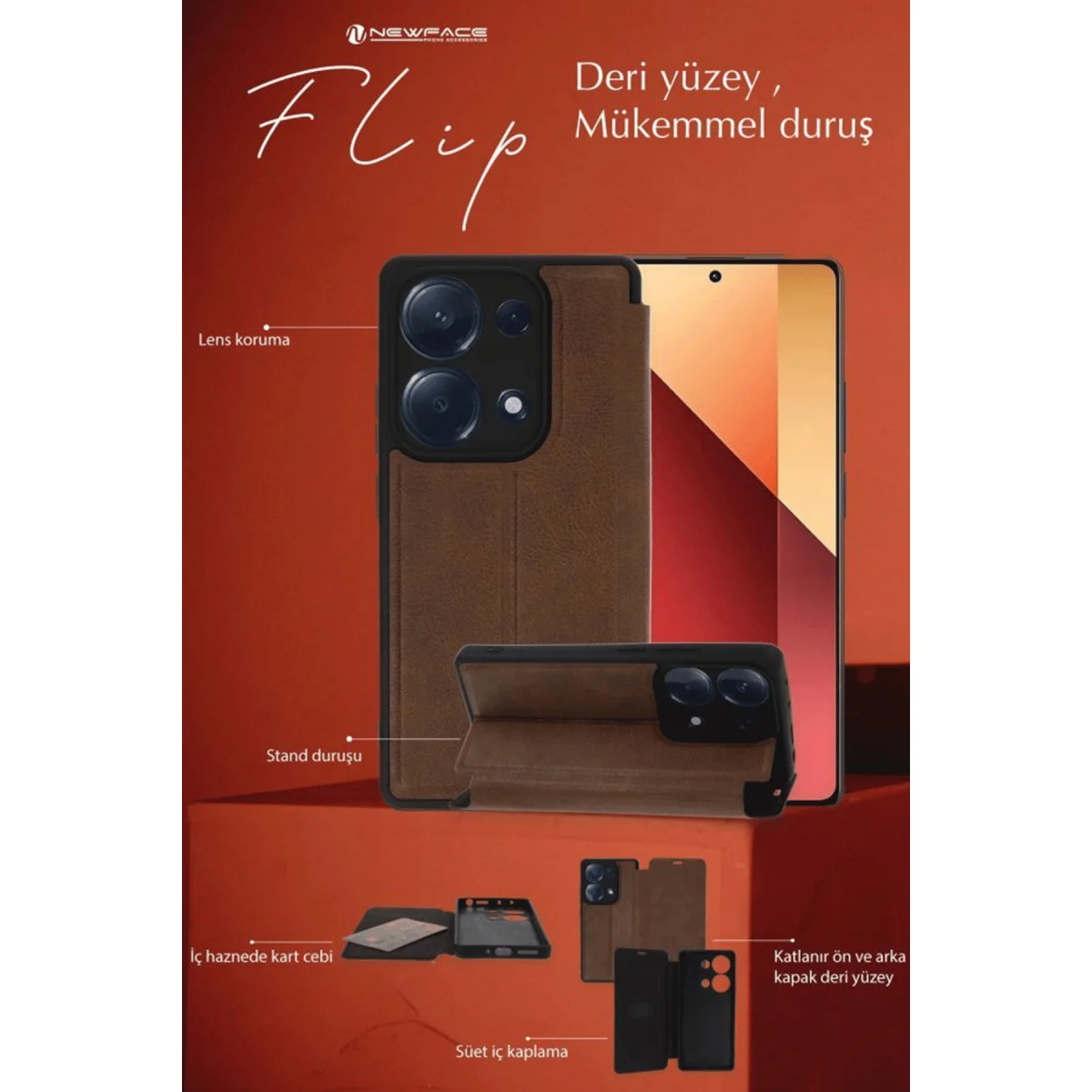 Galaxy A36 Kılıf Flip Cover - Taba