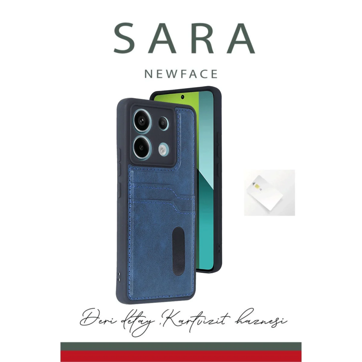 Redmi Note 13 Pro 4G Kılıf Sara Kartvizitli Deri Kılıf - Taba
