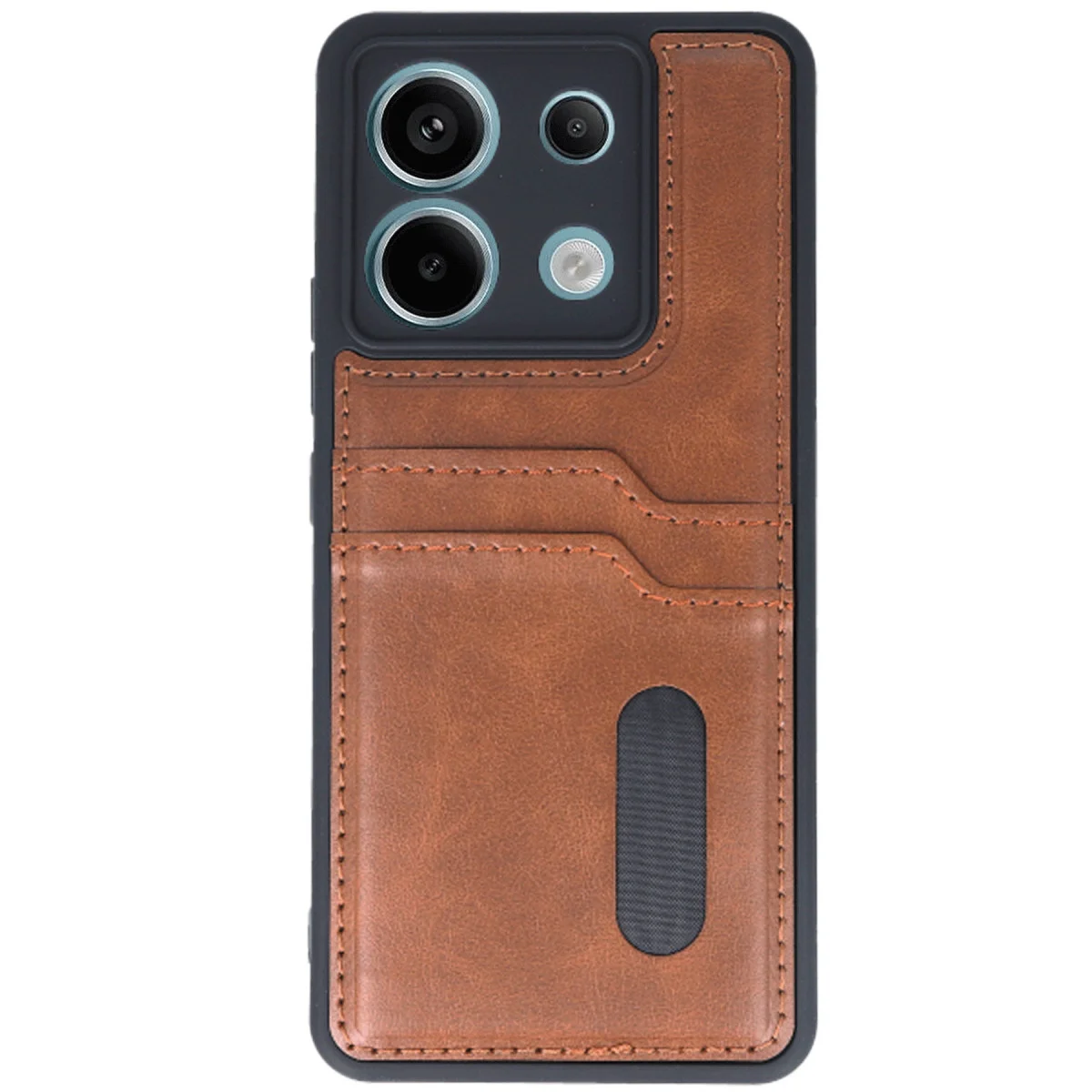 Redmi Note 13 Pro 5G Kılıf Sara Kartvizitli Deri Kılıf - Taba