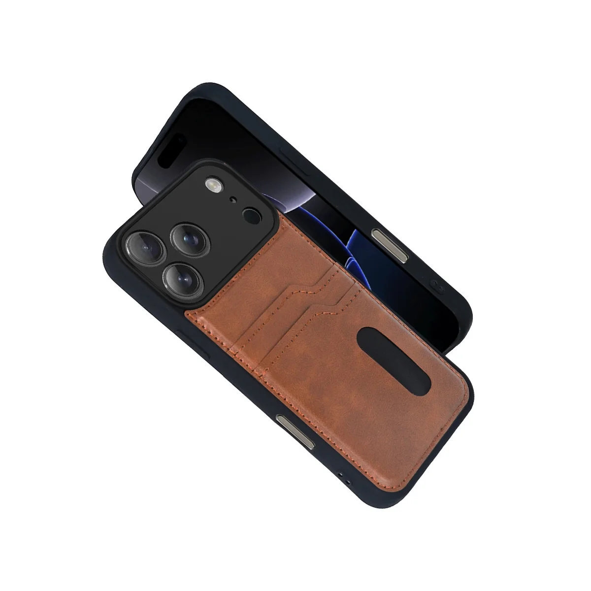 iPhone 17 Pro Sara Kartvizitli Deri Kılıf - Taba
