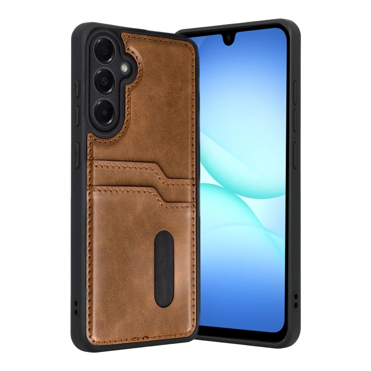 Galaxy A17 5G Sara Kartvizitli Deri Kılıf - Taba