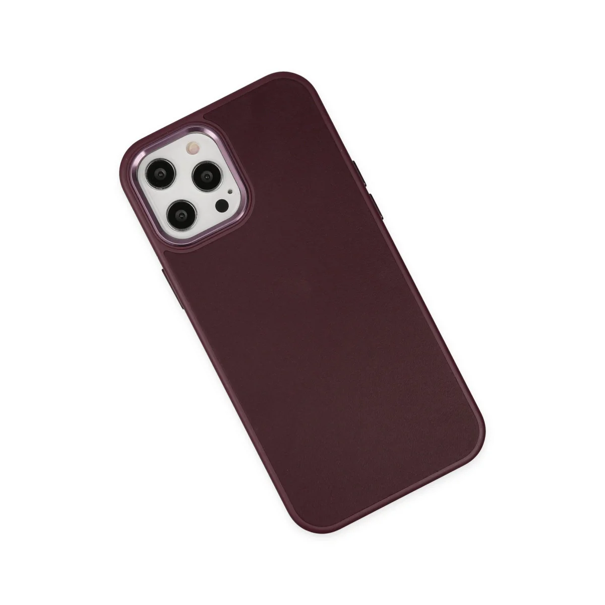 iPhone 12 Pro Max Kılıf Asya Deri Silikon - Mürdüm