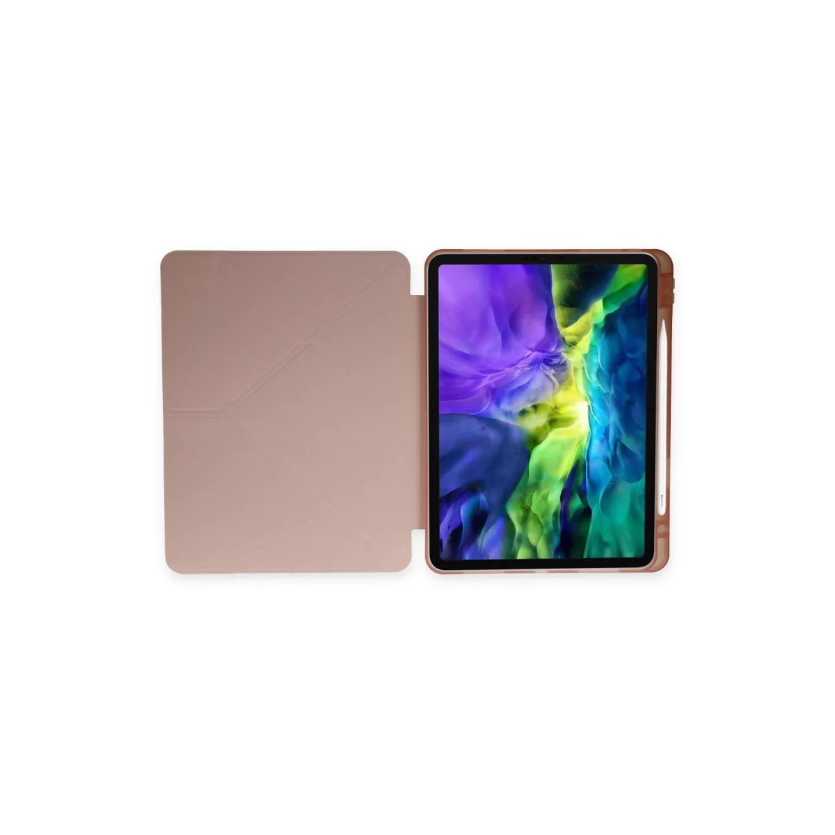 iPad Pro 11 (2021) Kılıf Kalemlikli Hugo Tablet Kılıfı - Rose Gold
