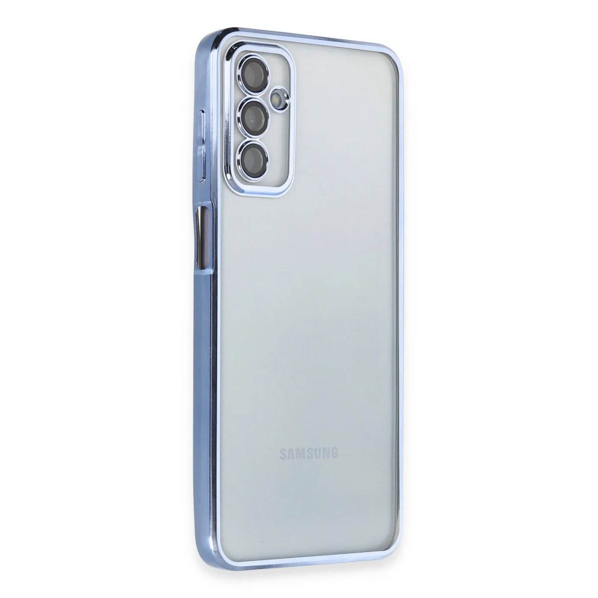 Galaxy M23 Kılıf Razer Lensli Silikon - Açık Mavi