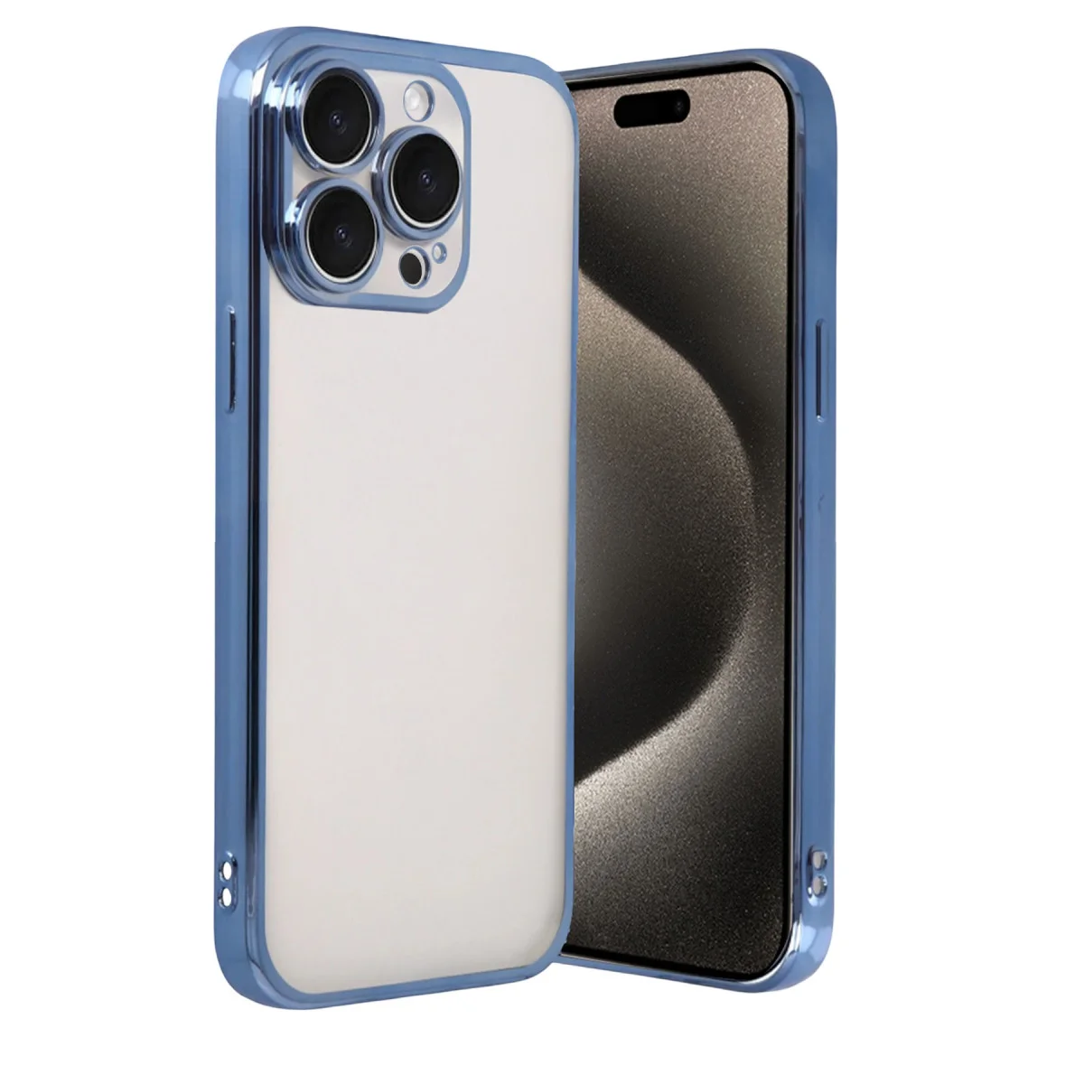 iPhone 15 Pro Max Razer Lensli Silikon - Açık Mavi