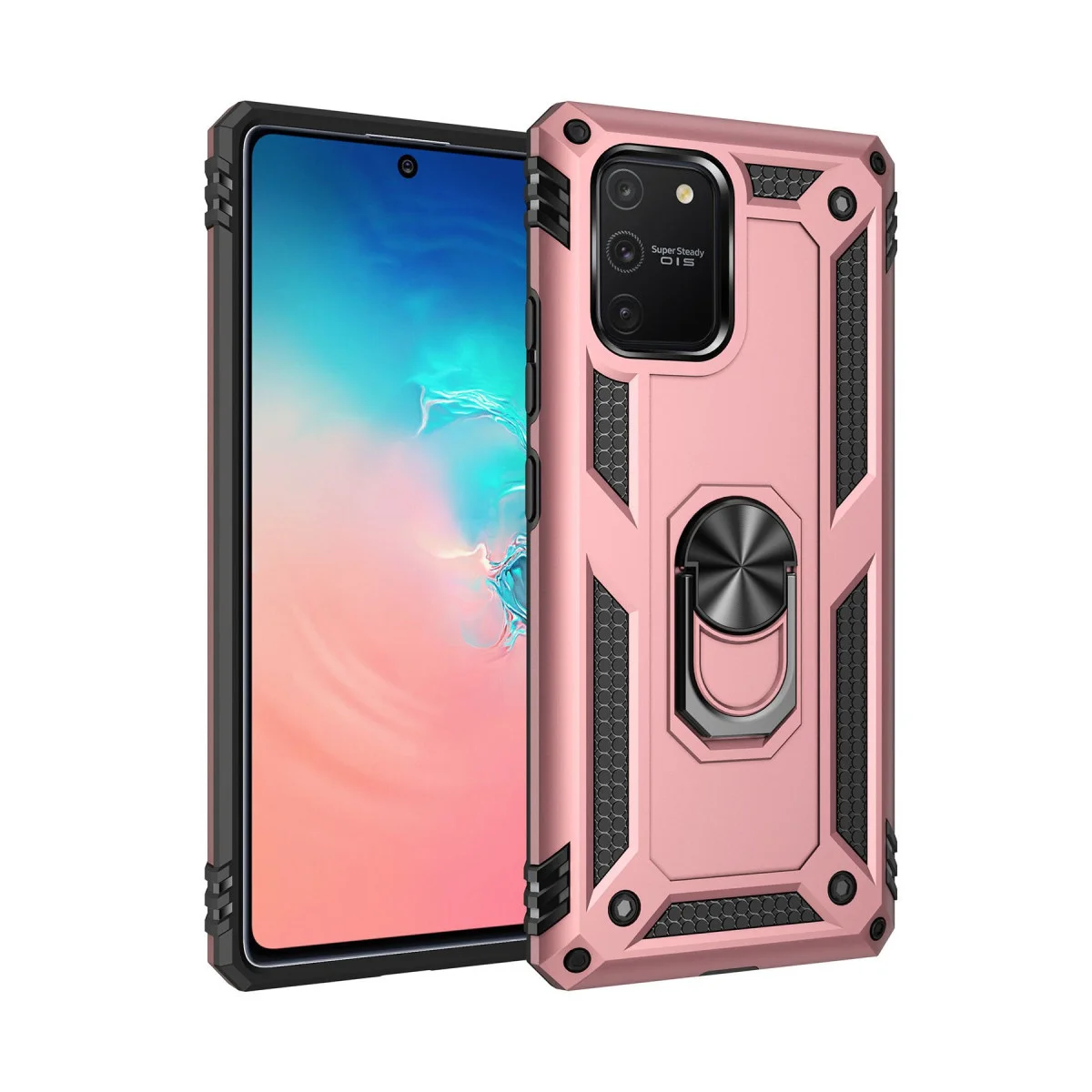 Galaxy A91 / S10 Lite Kılıf Sofya Yüzüklü Silikon Kapak - Rose