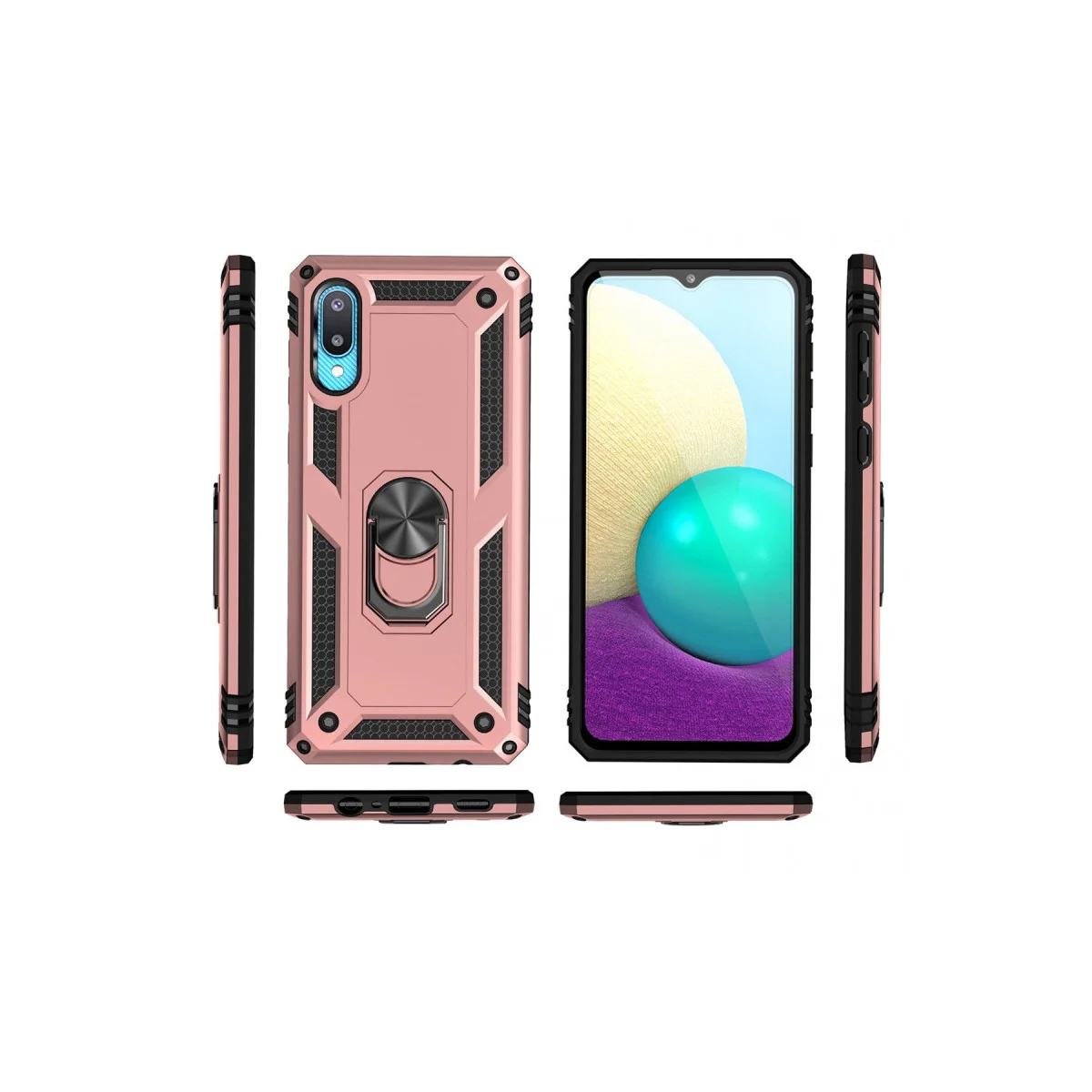 Galaxy A02 Kılıf Sofya Yüzüklü Silikon Kapak - Rose