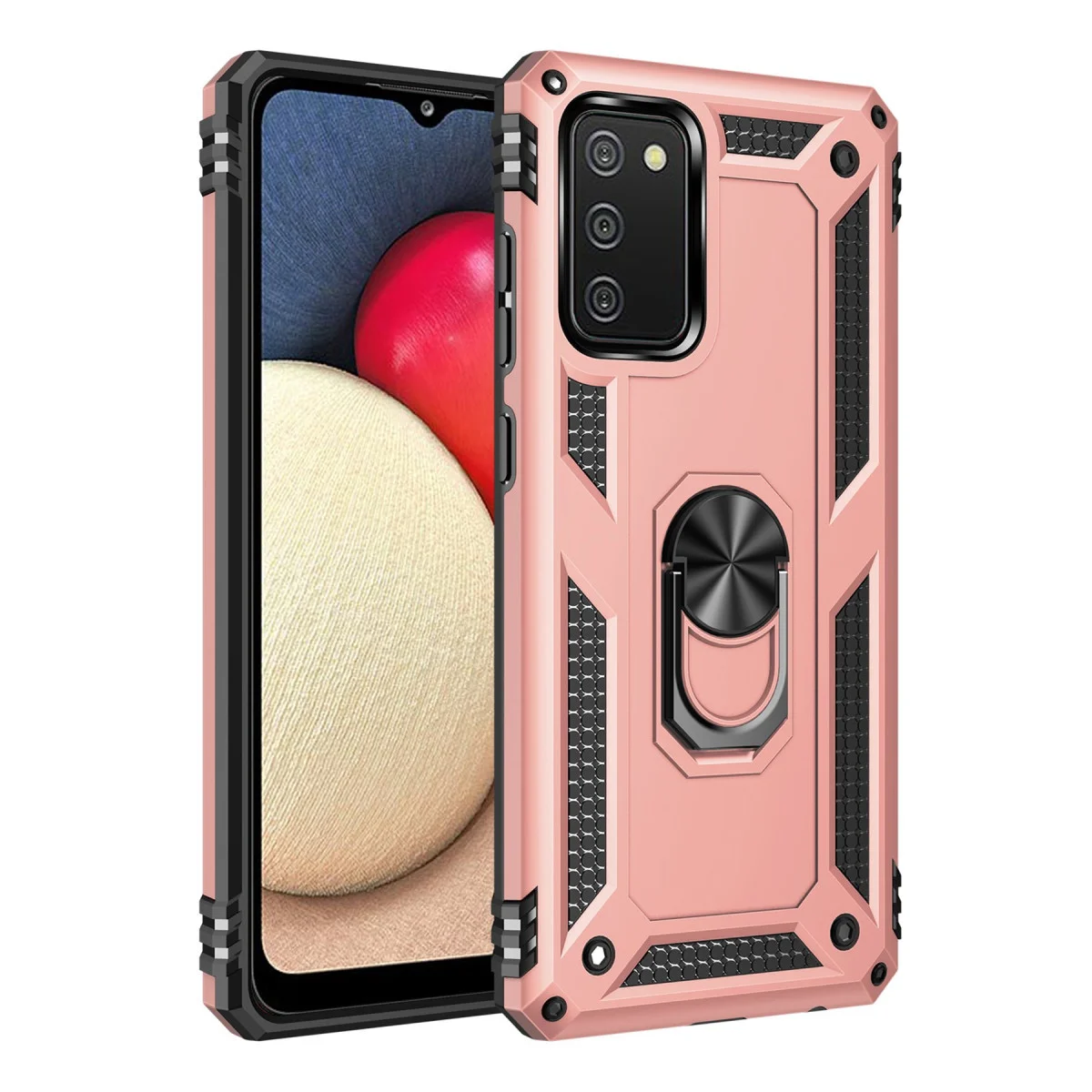 Galaxy A02S Kılıf Sofya Yüzüklü Silikon Kapak - Rose