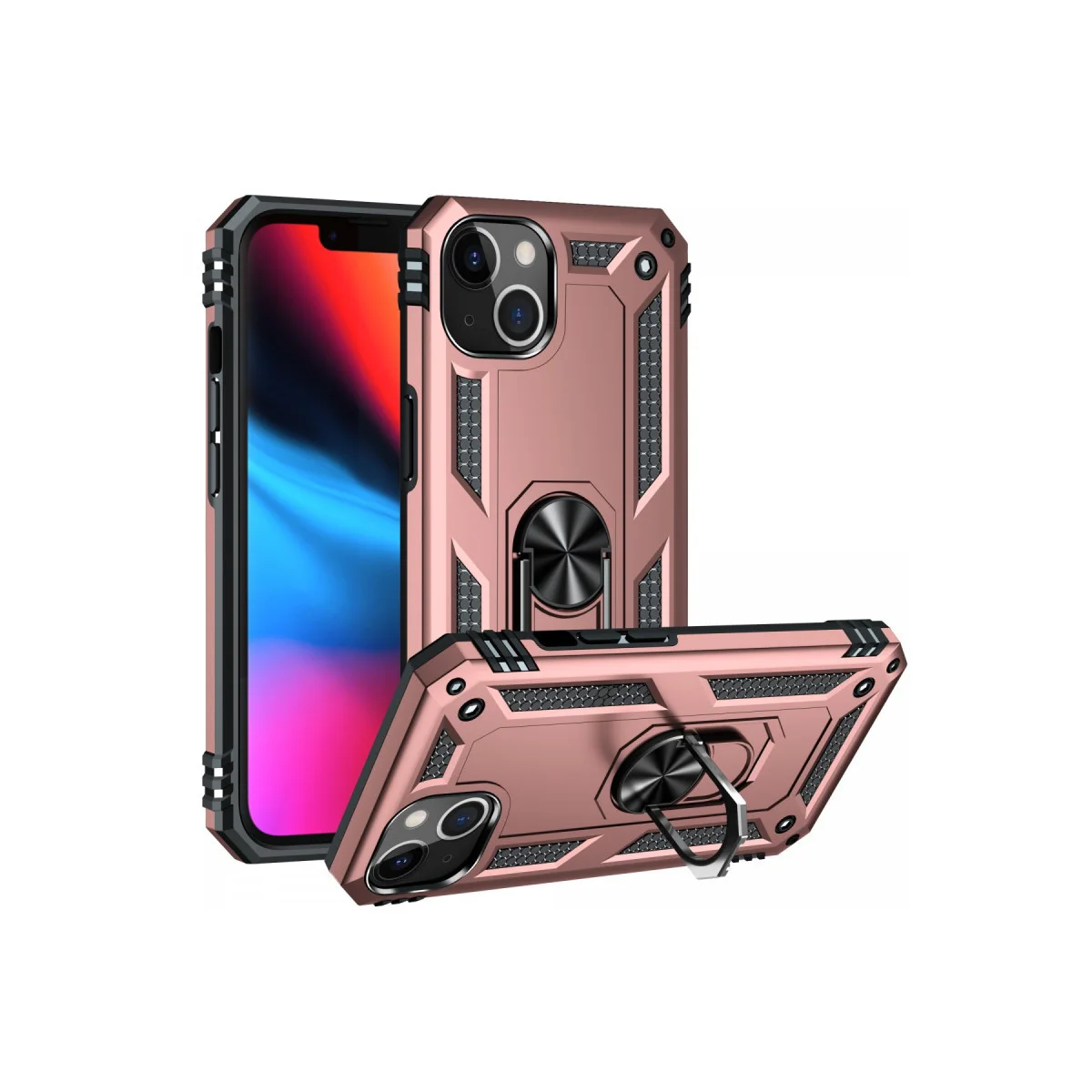 iPhone 14 Plus Kılıf Sofya Yüzüklü Silikon Kapak - Rose