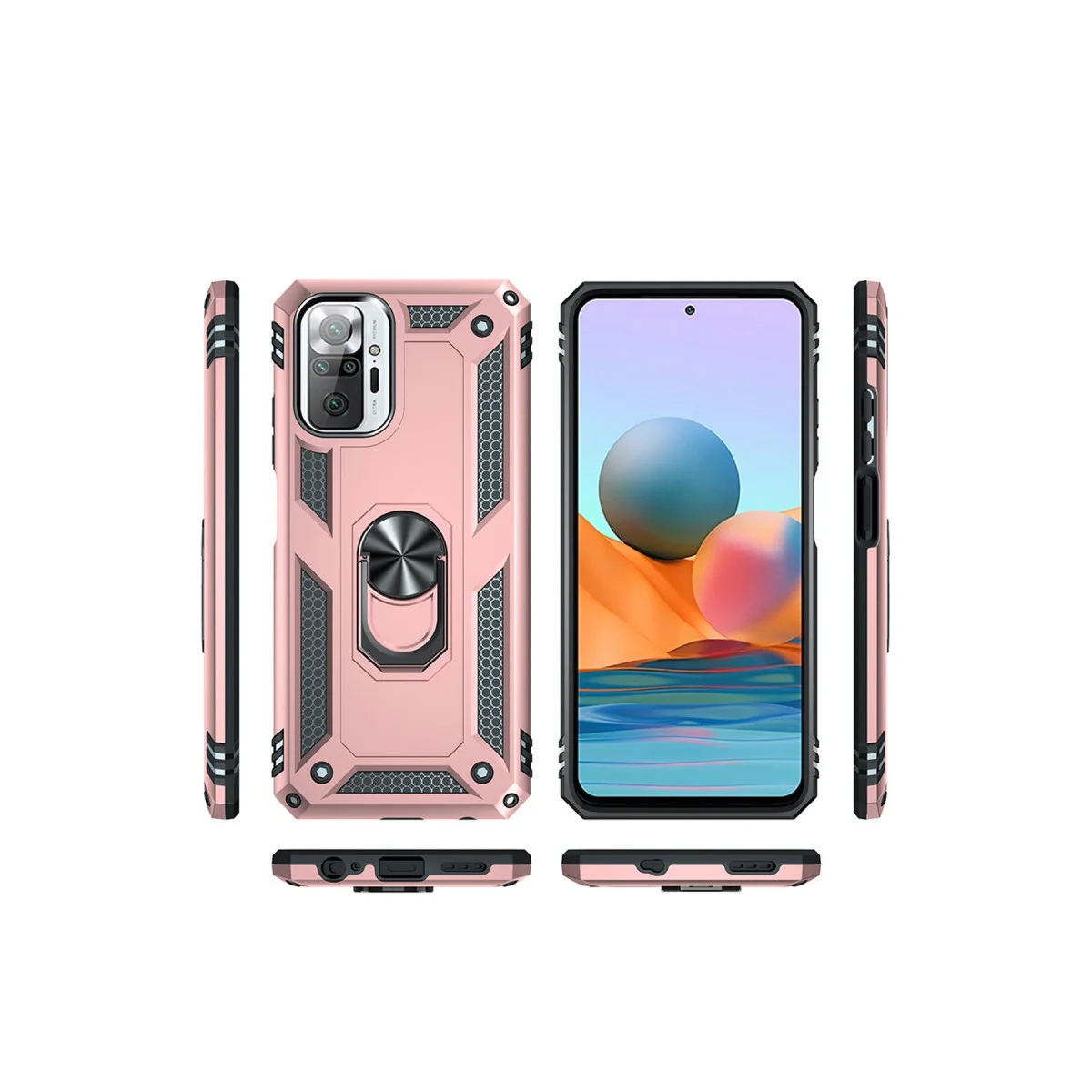 Redmi Note 10 Pro Kılıf Sofya Yüzüklü Silikon Kapak - Rose