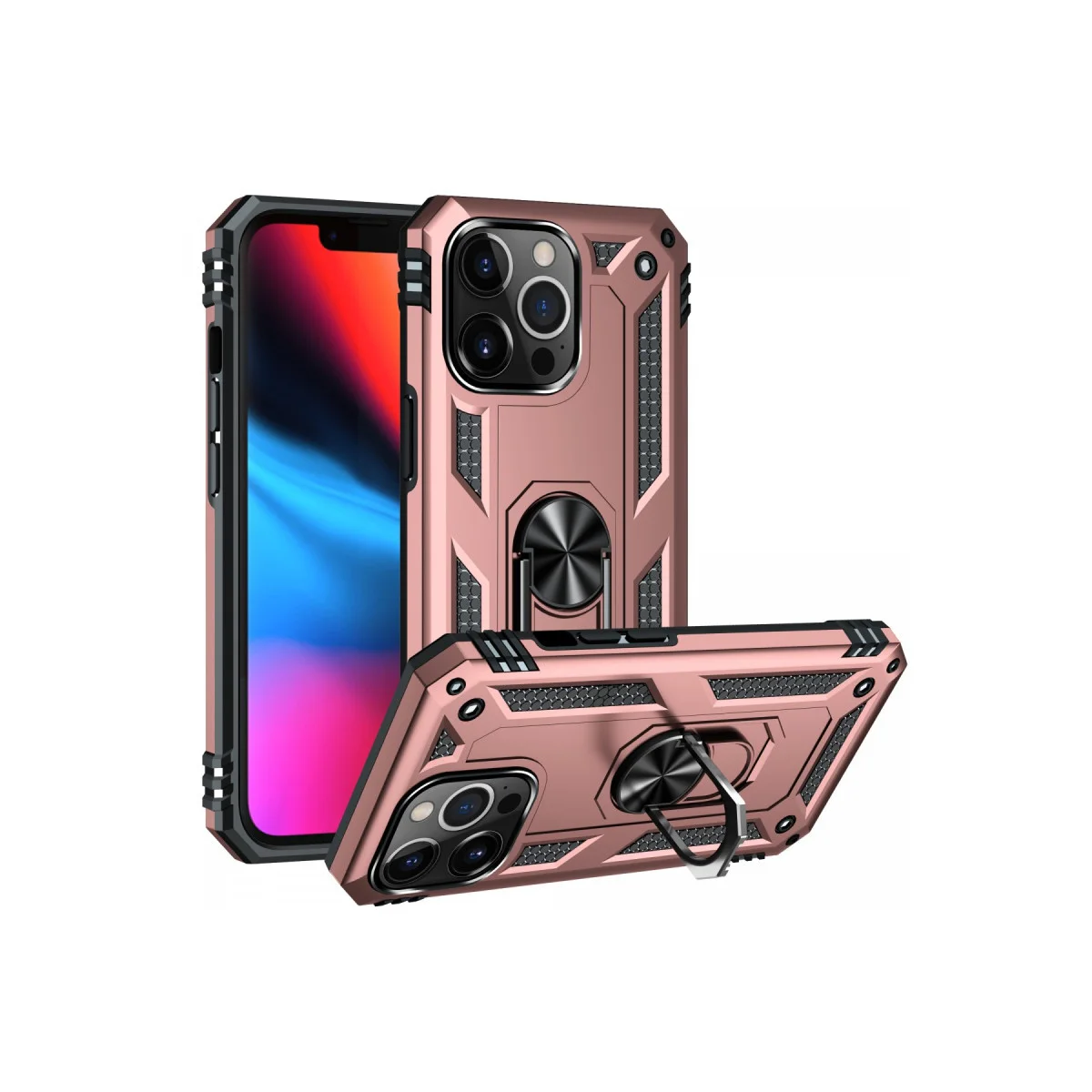 iPhone 13 Pro Max Kılıf Sofya Yüzüklü Silikon Kapak - Rose