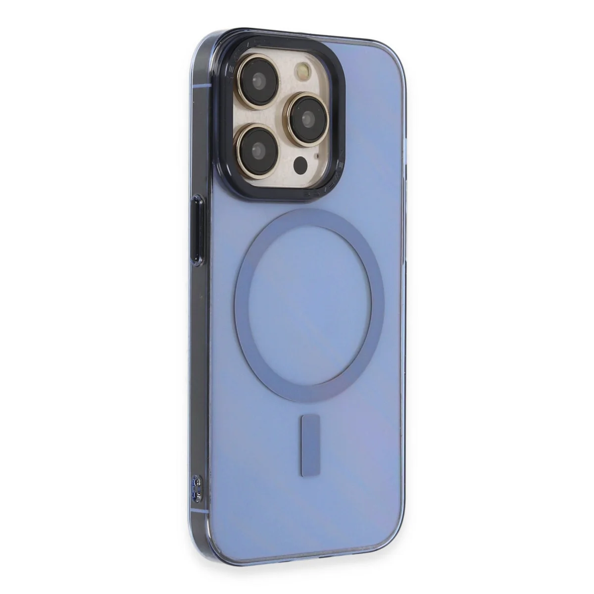 iPhone 14 Pro Max Kılıf Anka PC Magneticsafe Sert Metal Kapak - Sierra Blue