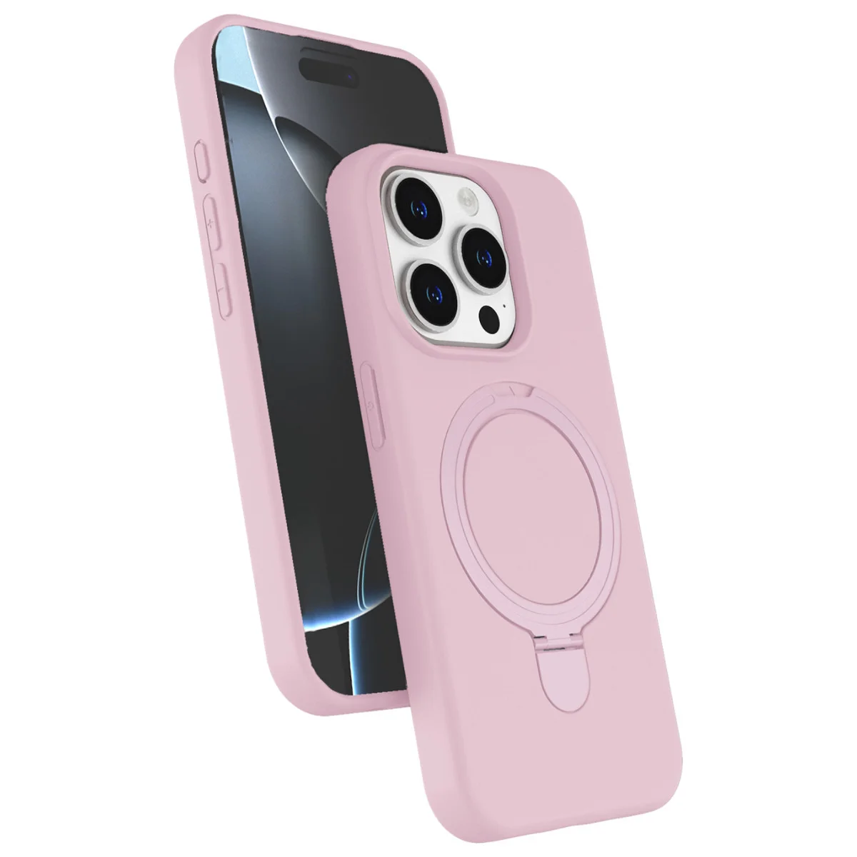 iPhone 15 Pro Max Regal Magsafe Standlı Kapak - Açık Pembe
