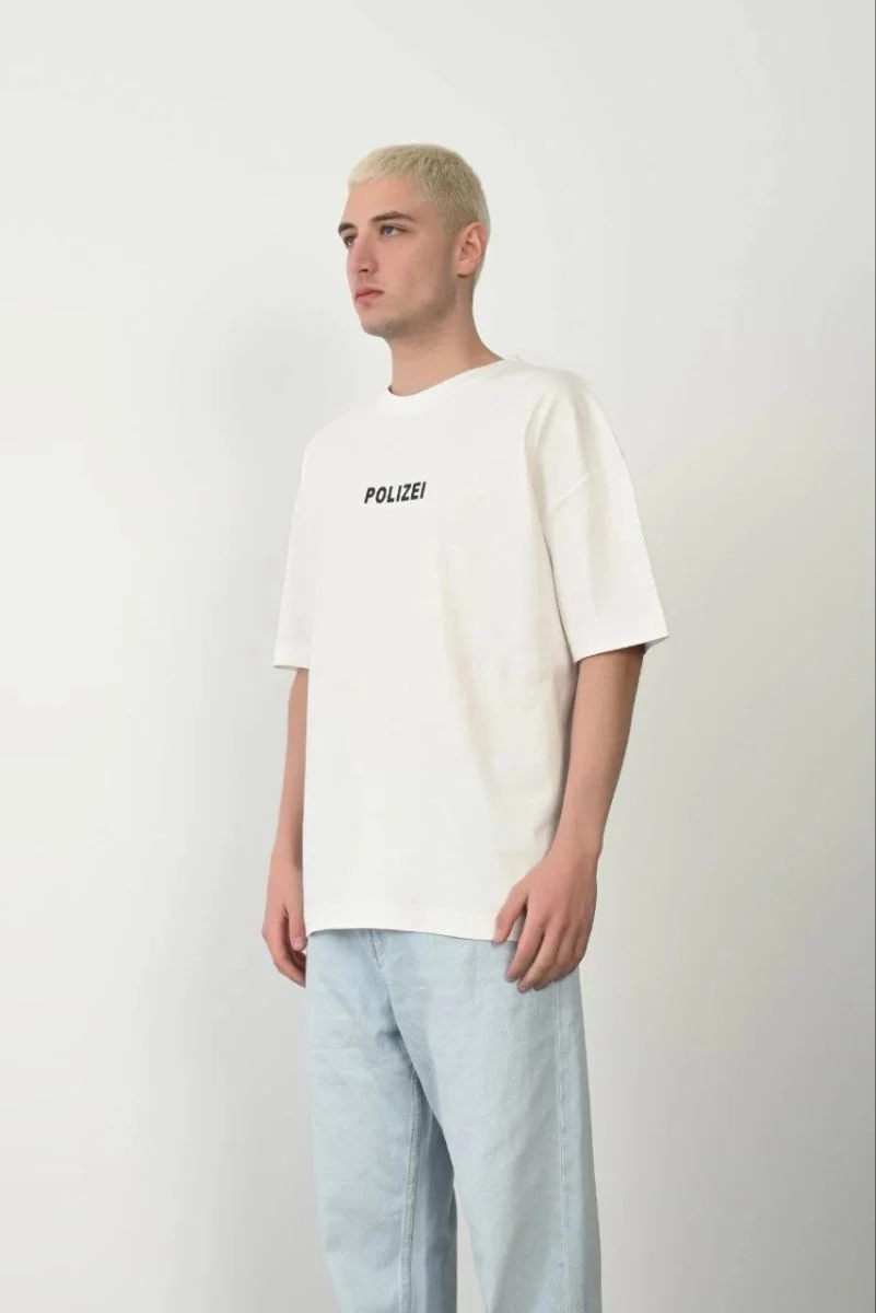 Erkek Baskılı T-Shirt Kısa Kol Bisiklet Yaka Rahat Kalıp Tişört - Beyaz