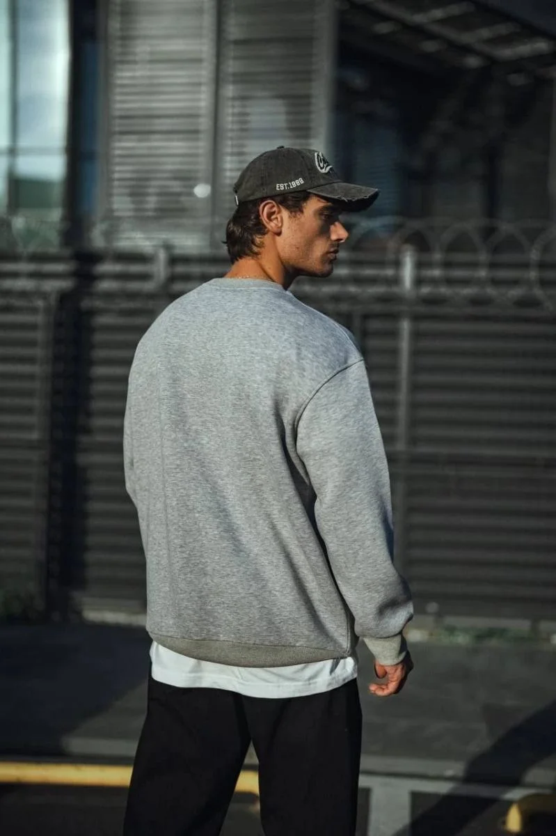Erkek Kışlık Bisiklet Yaka 3 İplik Basic SweatShirt - Gri