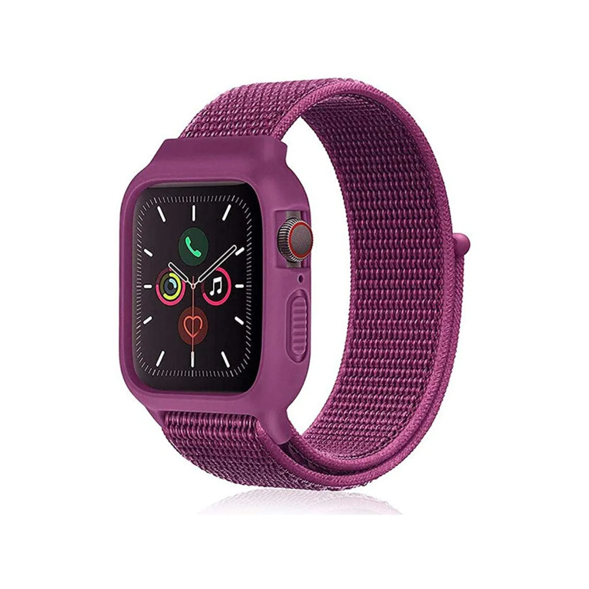 Watch 38mm Hasırlı Cırtcırtlı Kasalı Kordon - Fuşya