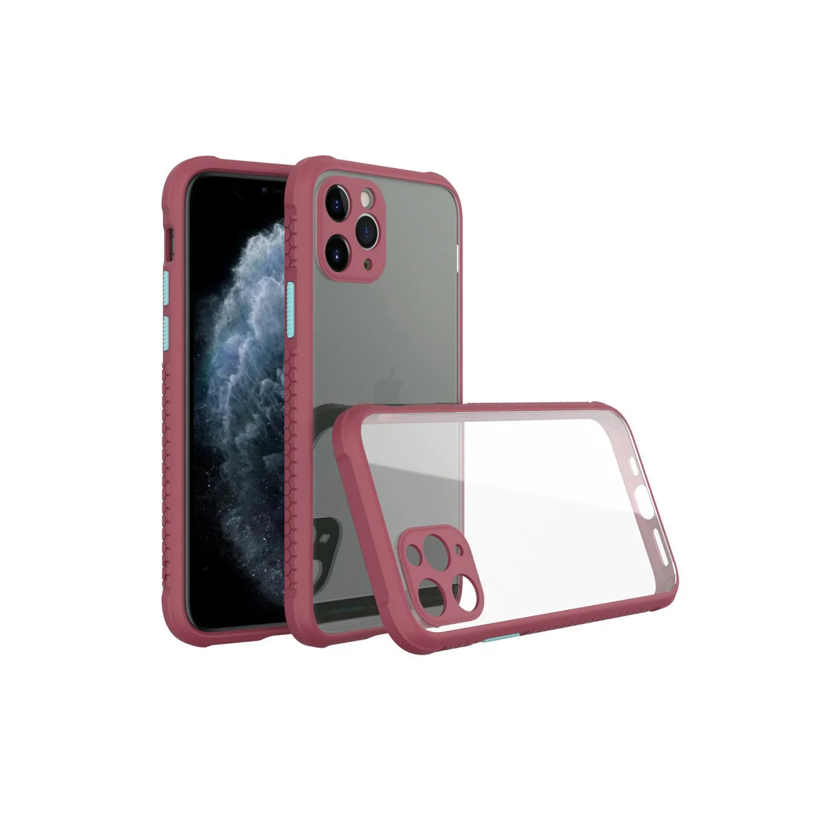 iPhone 11 Pro Kılıf Miami Şeffaf Silikon - Fuşya
