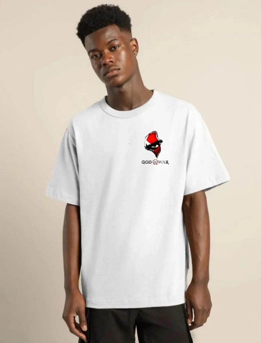 Erkek Baskılı T-Shirt Kısa Kol Bisiklet Yaka Regular Fit Rahat Kalıp Günlük Tişört - Beyaz