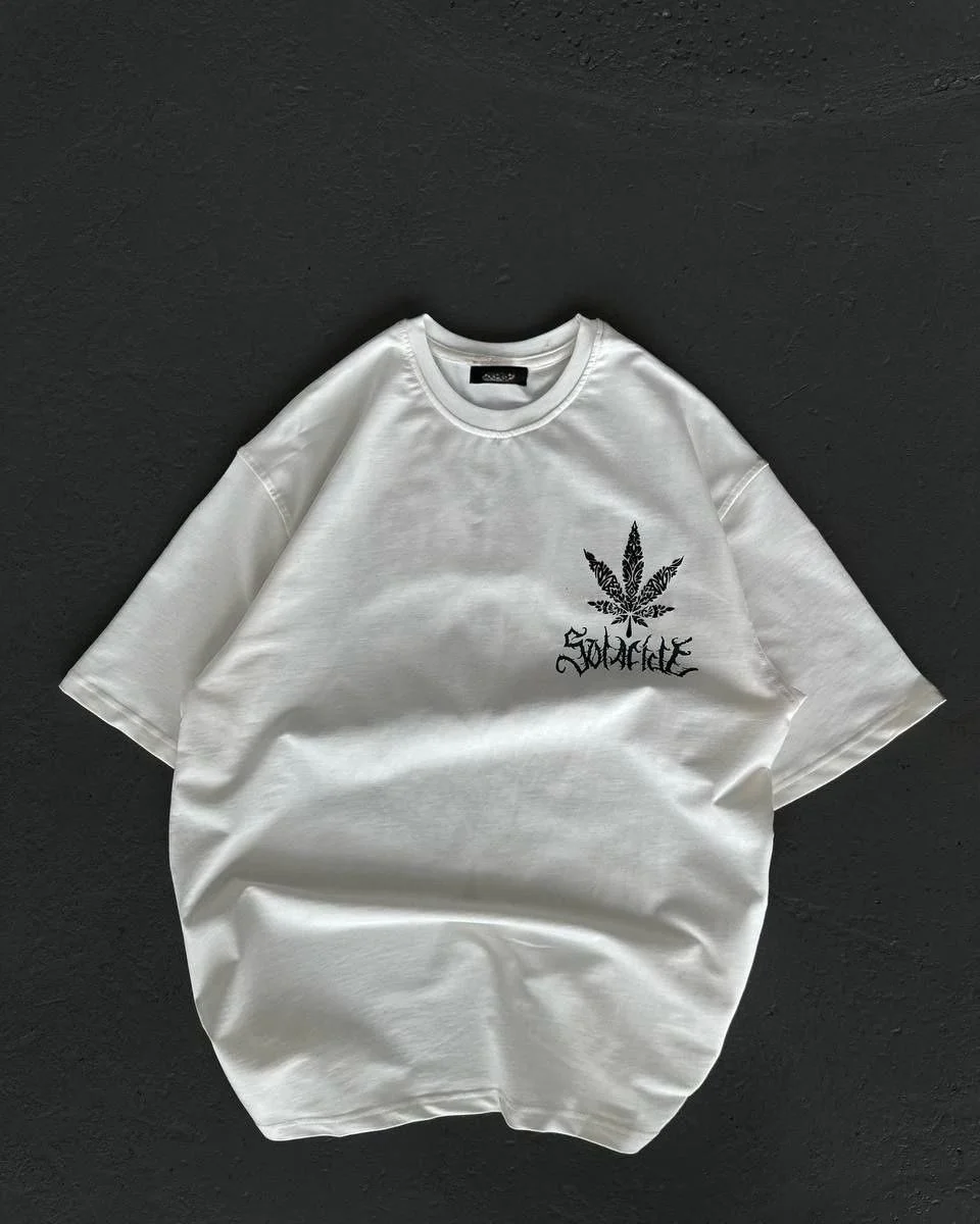 Kadın Baskılı T-Shirt Kısa Kol Bisiklet Yaka Oversize Rahat Kalıp Günlük Tişört   - Beyaz