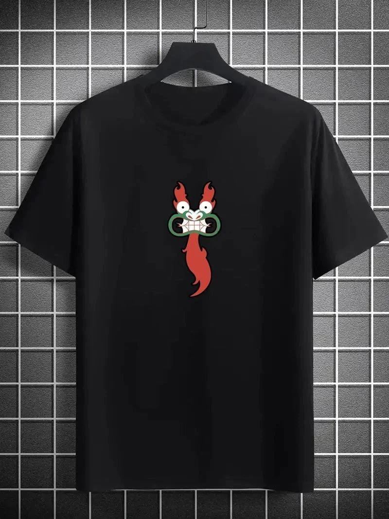 Erkek Baskılı T-Shirt Kısa Kol Bisiklet Yaka Regular Fit Rahat Kalıp Günlük Tişört- Siyah