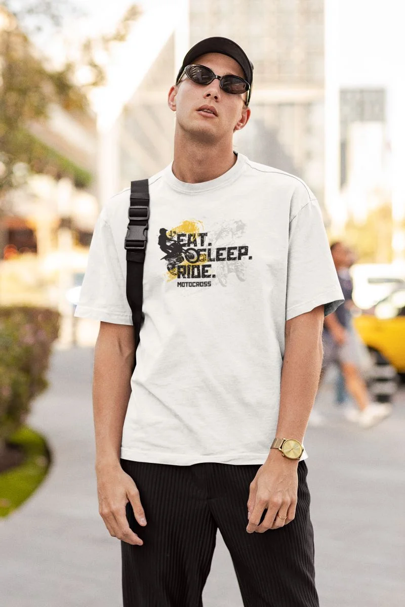 ERKEK Özel Baskılı Modern Fit %100 Pamuk Bisiklet Yaka T-Shirt