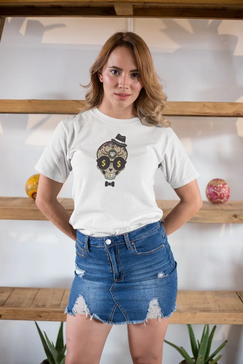 Kadın Özel Baskılı Modern Fit %100 Pamuk Bisiklet Yaka T-Shirt