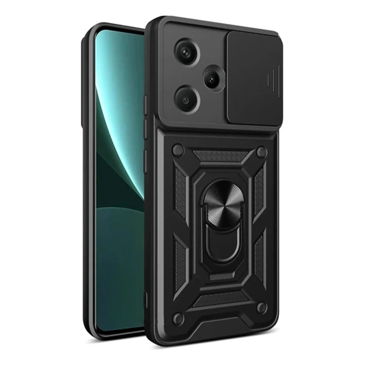 Redmi Note 13 Pro Plus Kılıf Pars Lens Yüzüklü Silikon - Siyah