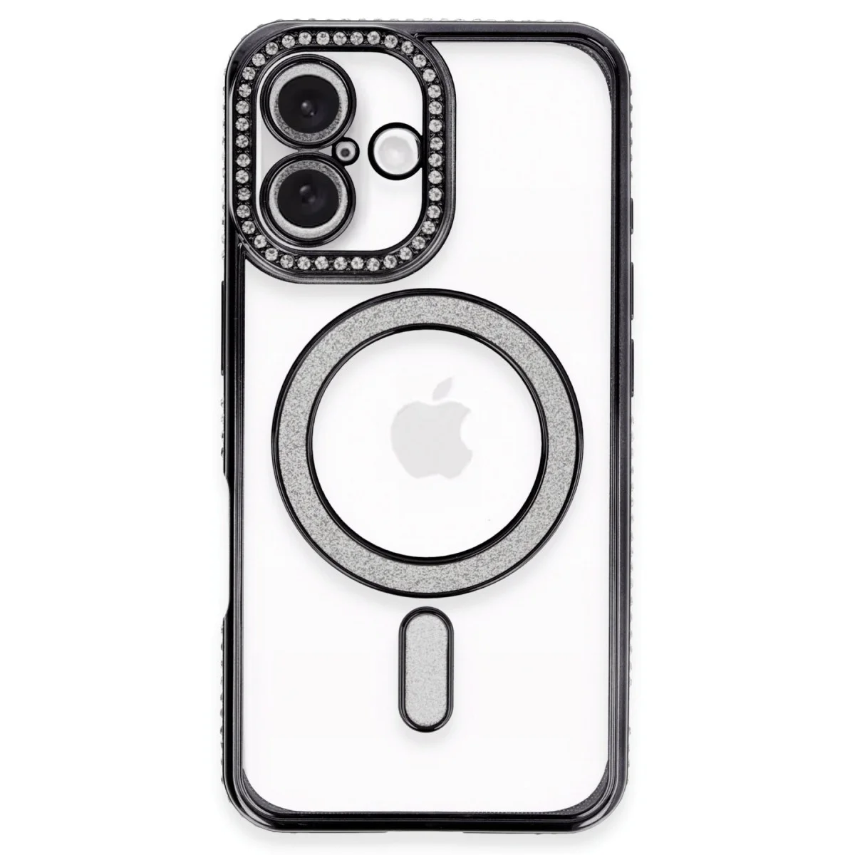 iPhone 16 Plus Kılıf Joke Simli Magneticsafe Kılıf - Siyah