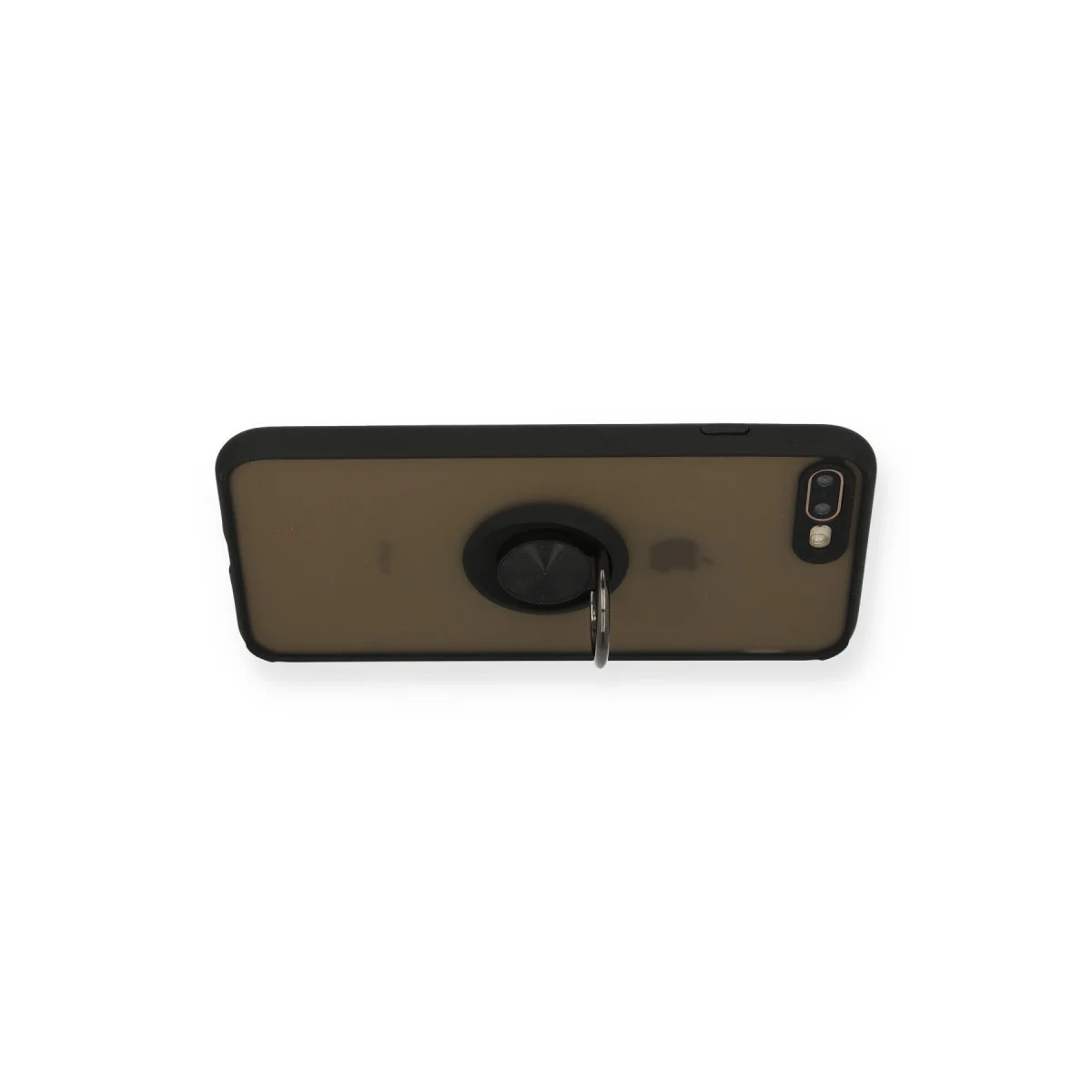 iPhone 7 Plus Kılıf Montreal Yüzüklü Silikon Kapak - Siyah