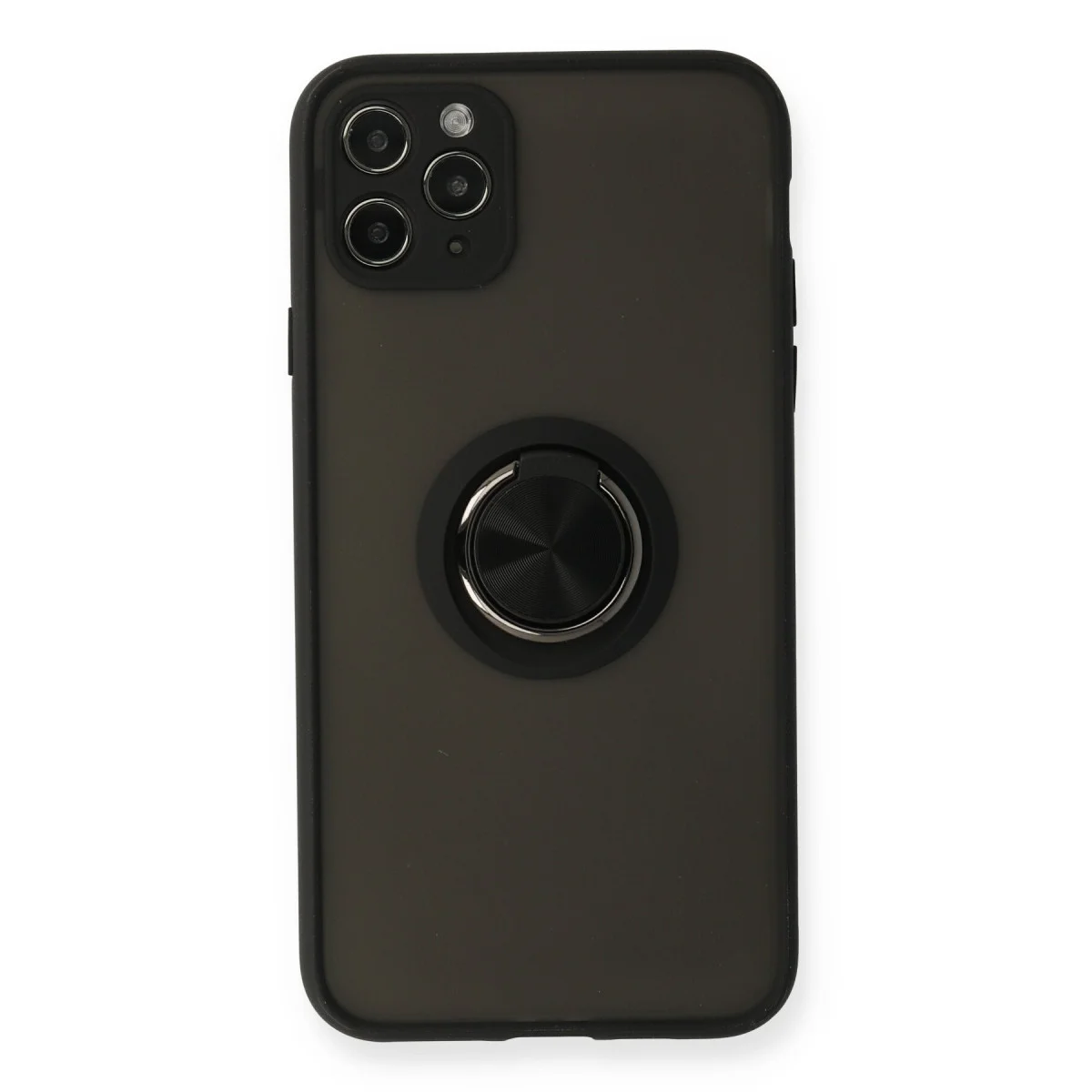 iPhone 11 Pro Kılıf Montreal Yüzüklü Silikon Kapak - Siyah