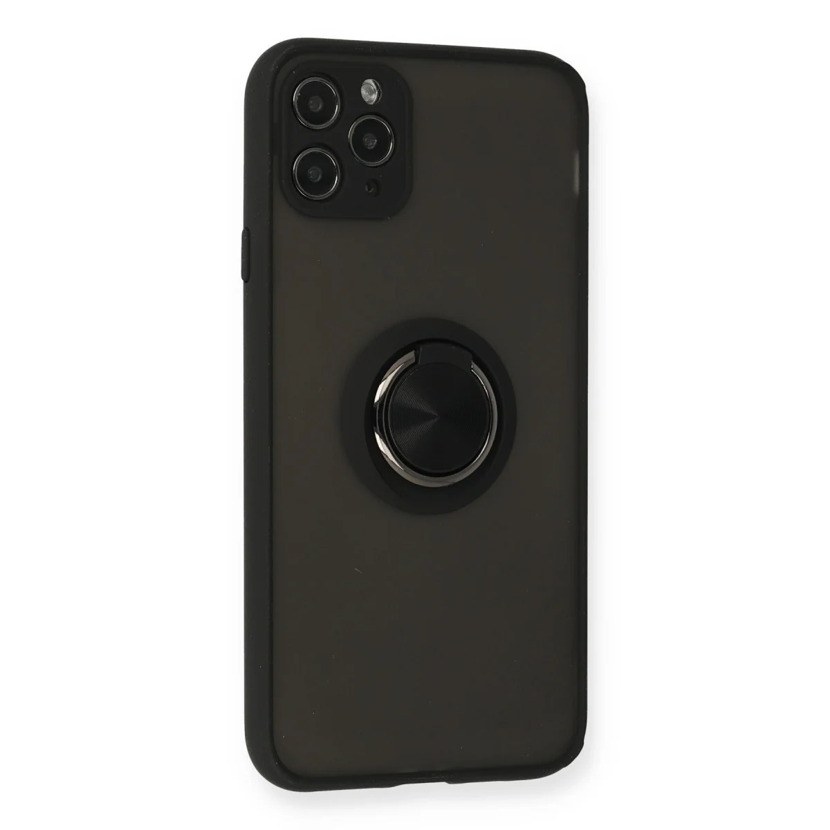 iPhone 11 Pro Kılıf Montreal Yüzüklü Silikon Kapak - Siyah
