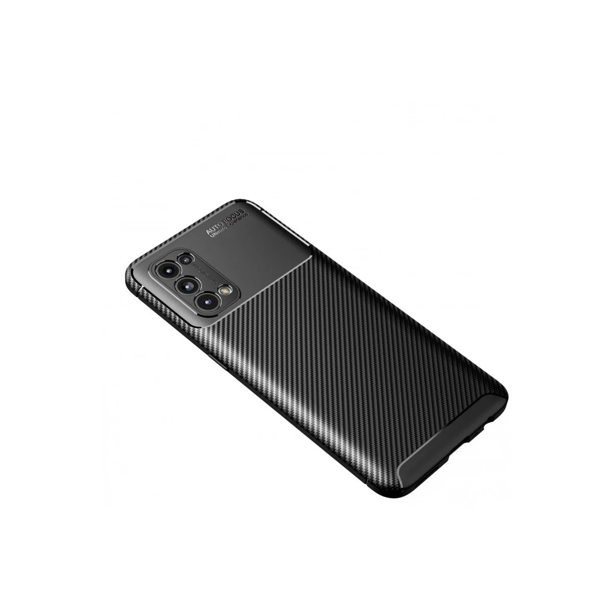 Reno 5 Kılıf Auto Focus Karbon Kapak - Siyah