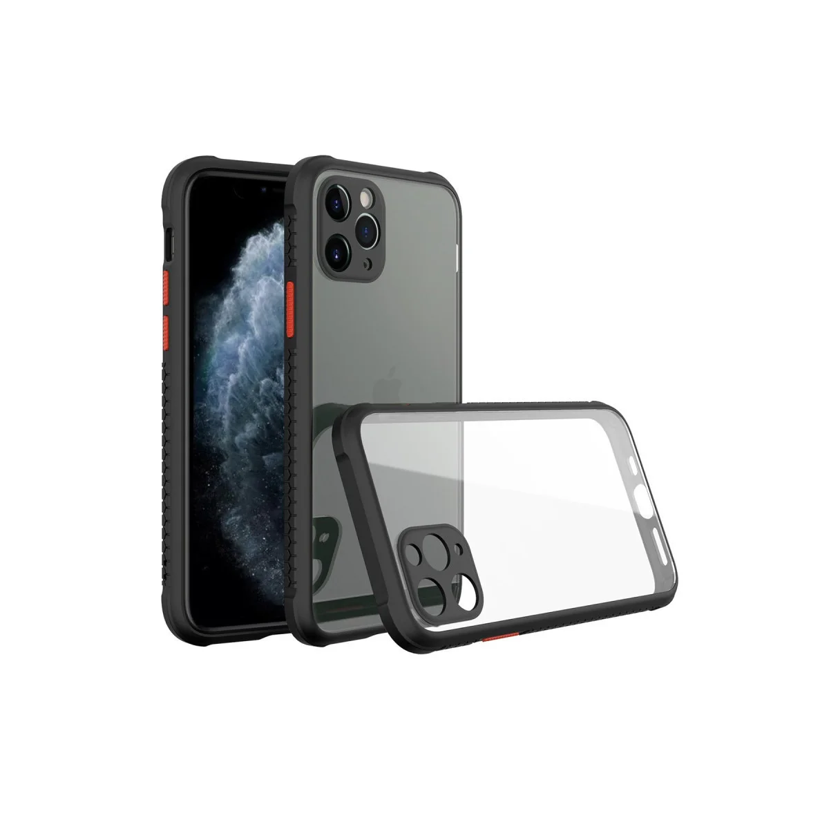 iPhone 11 Pro Max Kılıf Miami Şeffaf Silikon - Siyah