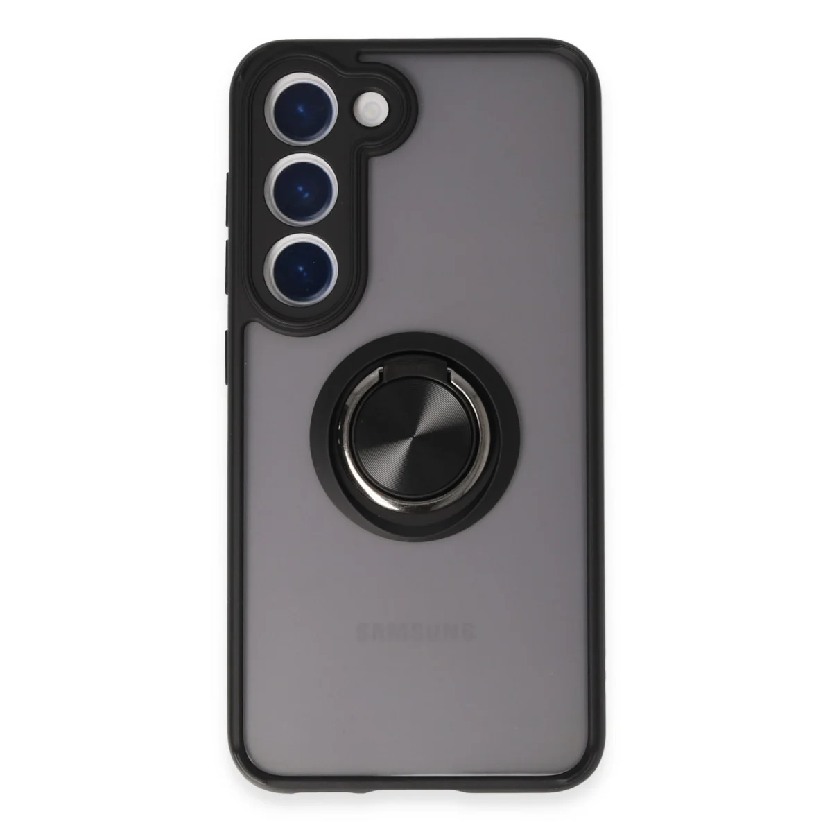 Galaxy S23 Kılıf Montreal Yüzüklü Silikon Kapak - Siyah