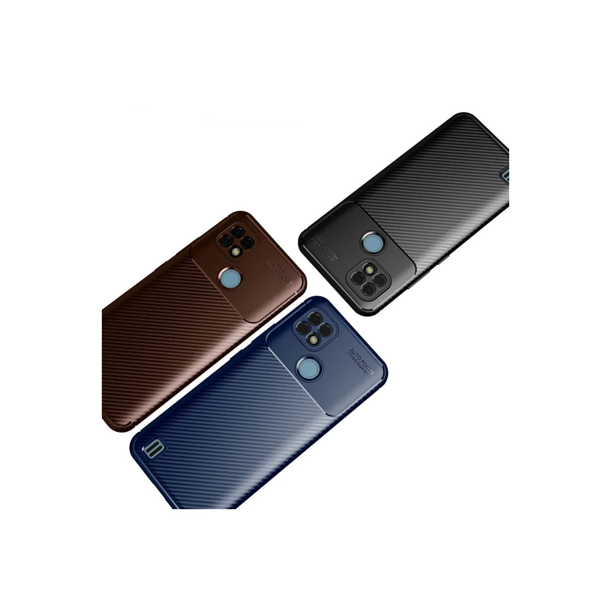 Realme C21 Kılıf Auto Focus Karbon Kapak - Siyah