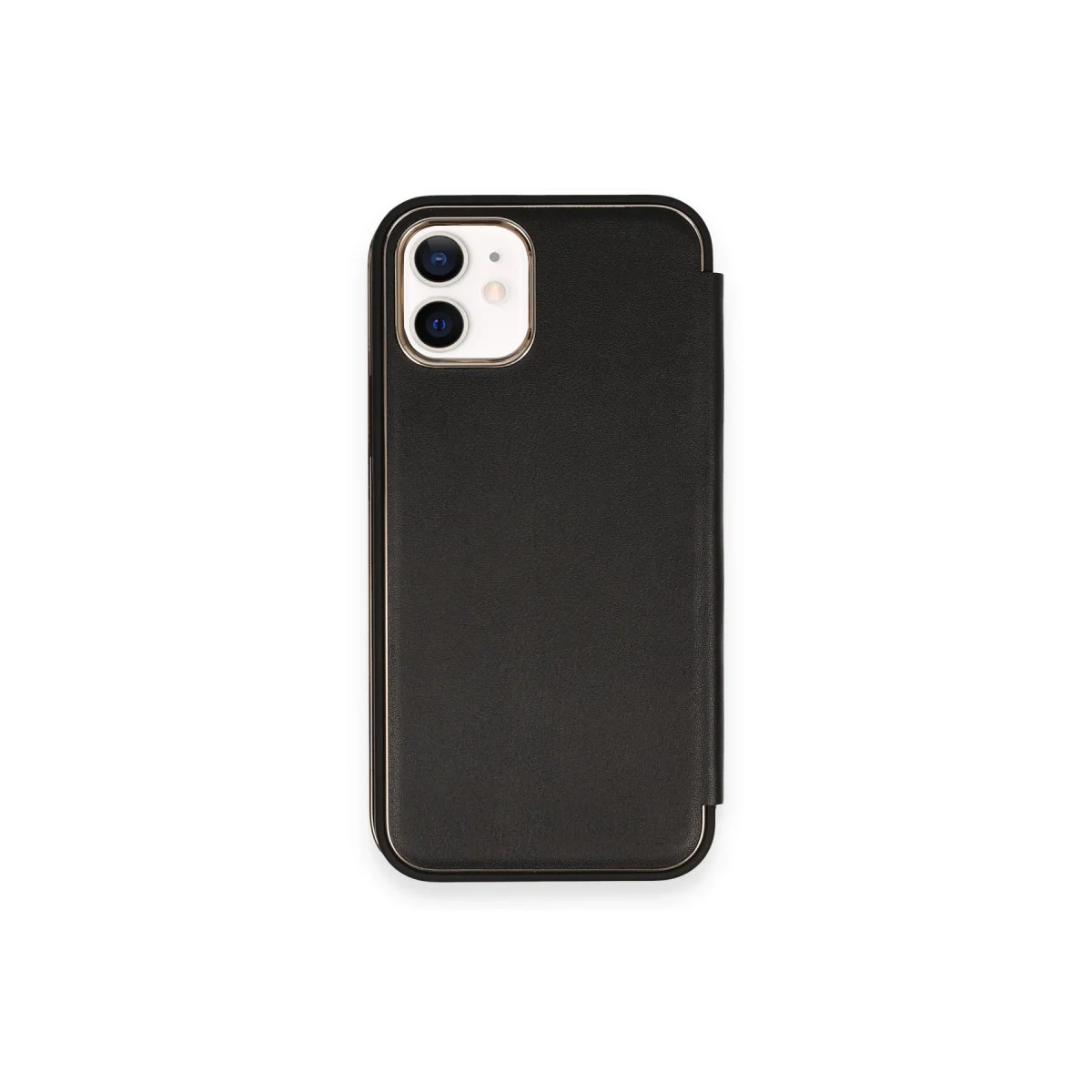 iPhone 12 Kılıf Dolpin Kapaklı - Siyah