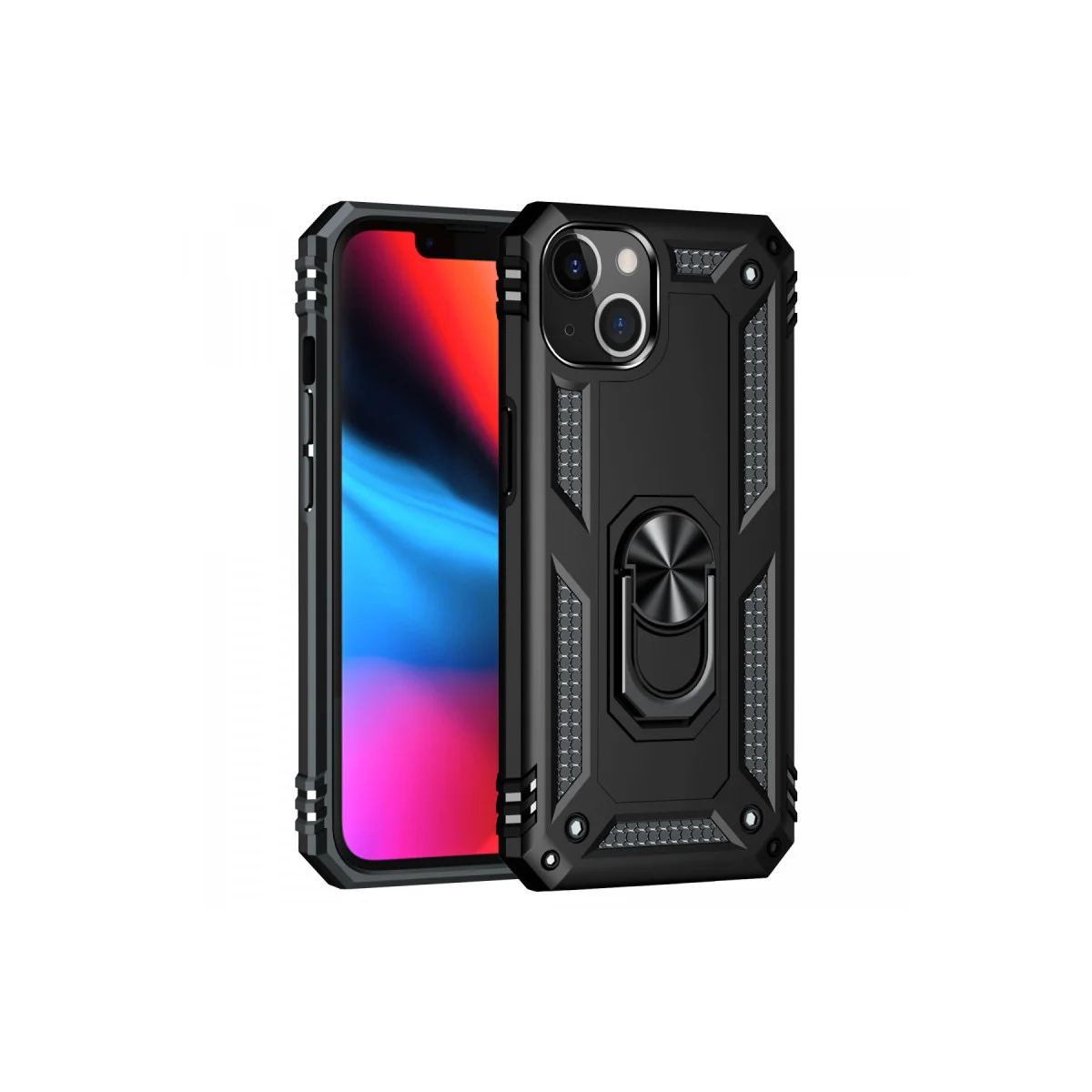 iPhone 13 Kılıf Sofya Yüzüklü Silikon Kapak - Siyah