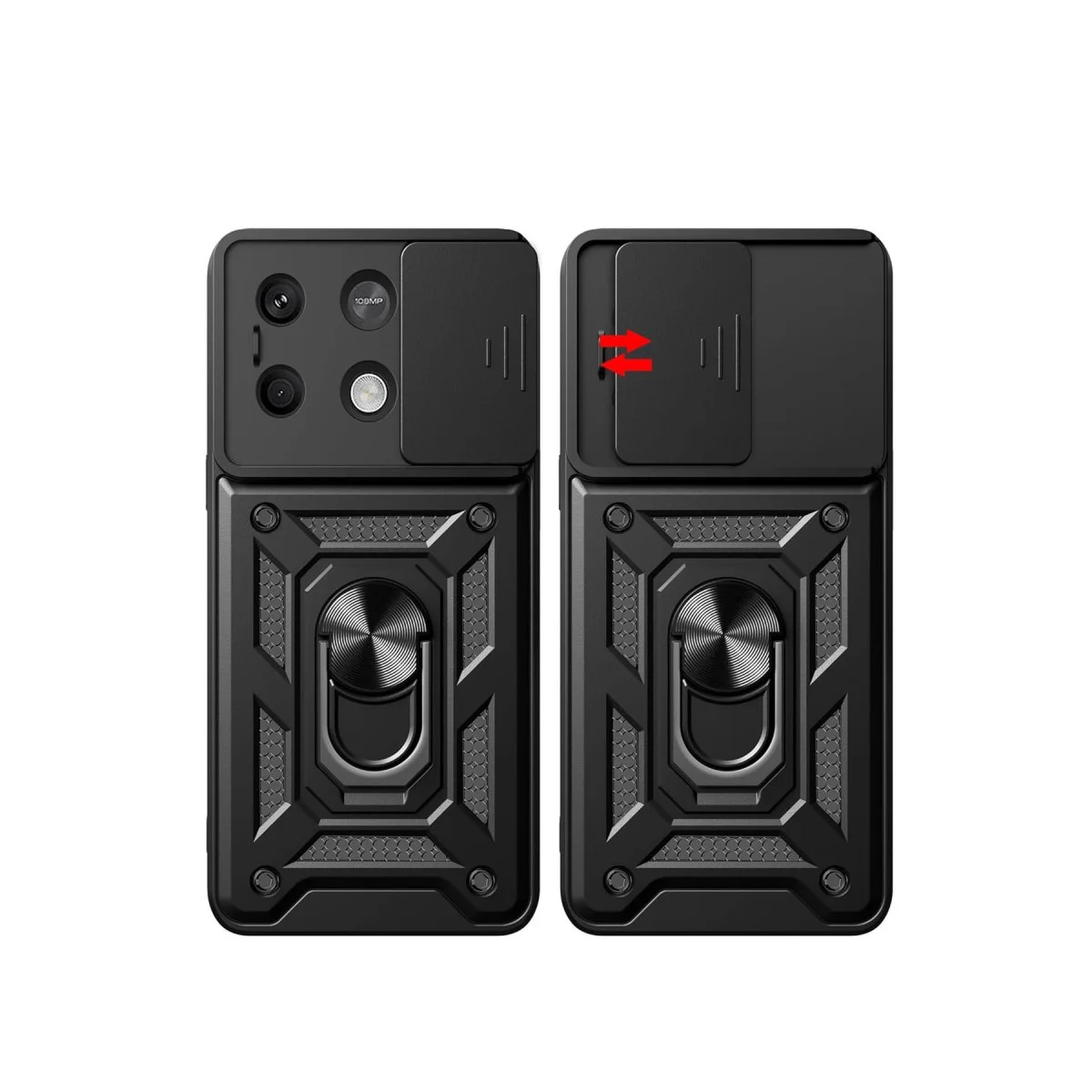 Poco X6 Pro Kılıf Pars Lens Yüzüklü Silikon - Kırmızı