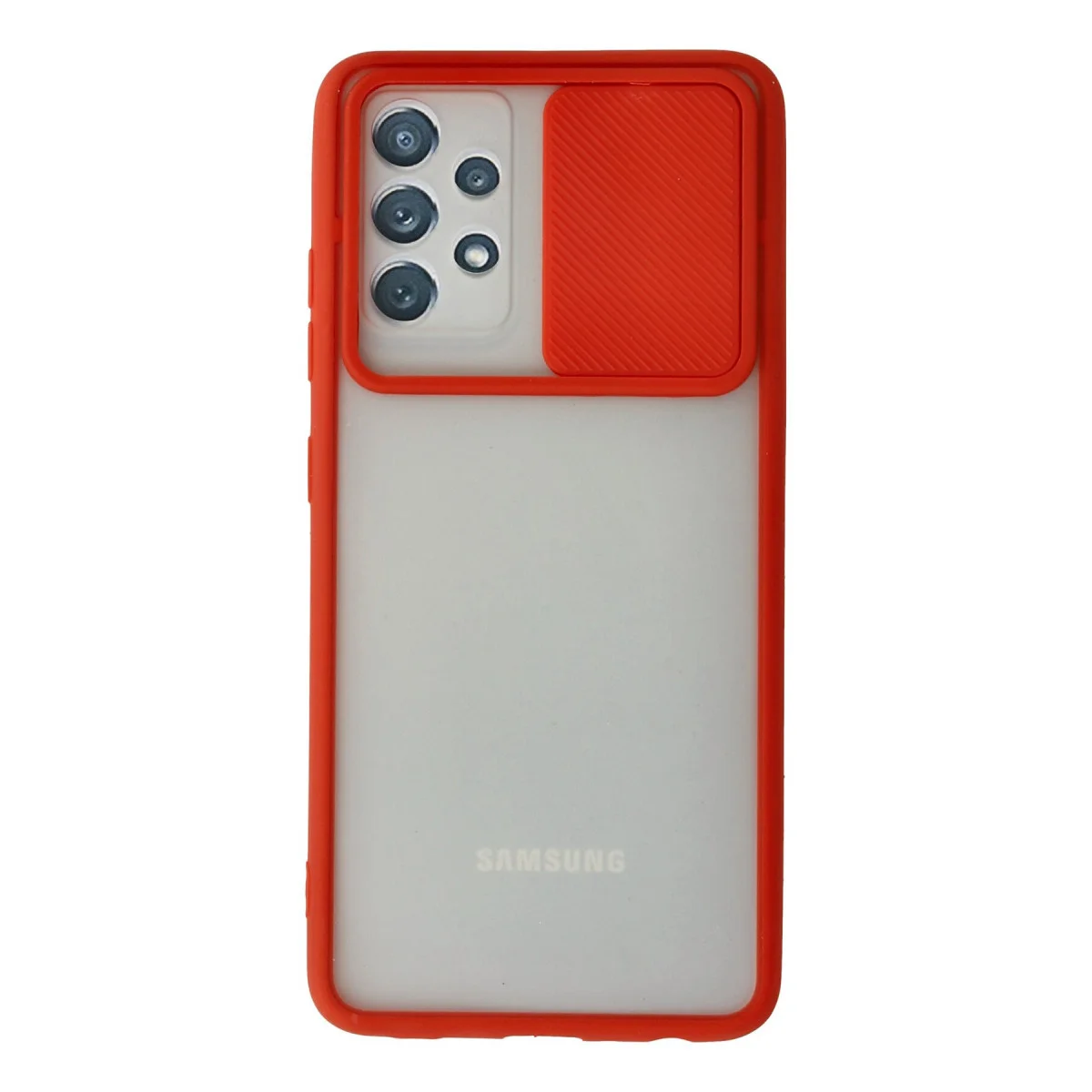 Galaxy A72 Kılıf Palm Buzlu Kamera Sürgülü Silikon - Kırmızı