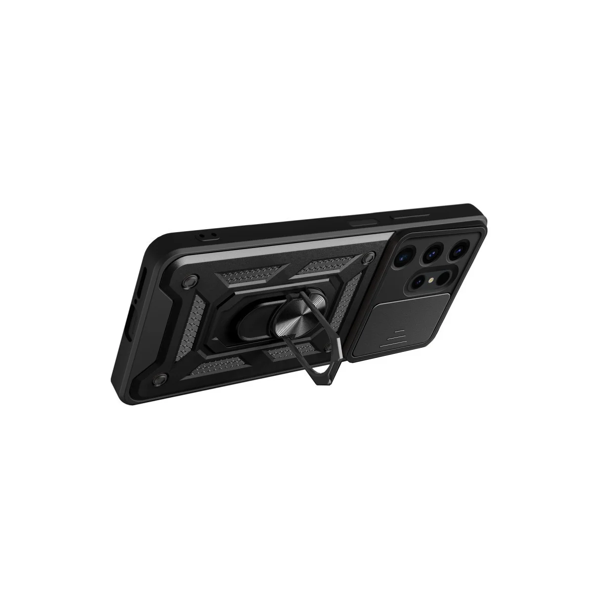 Galaxy S24 Ultra Kılıf Pars Lens Yüzüklü Silikon - Kırmızı