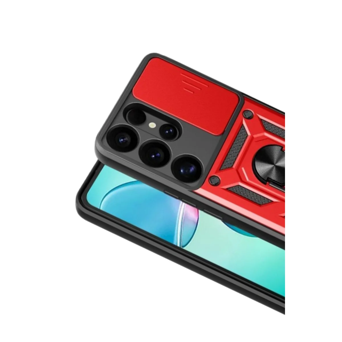 Galaxy S26 Ultra Pars Lens Yüzüklü Silikon - Kırmızı